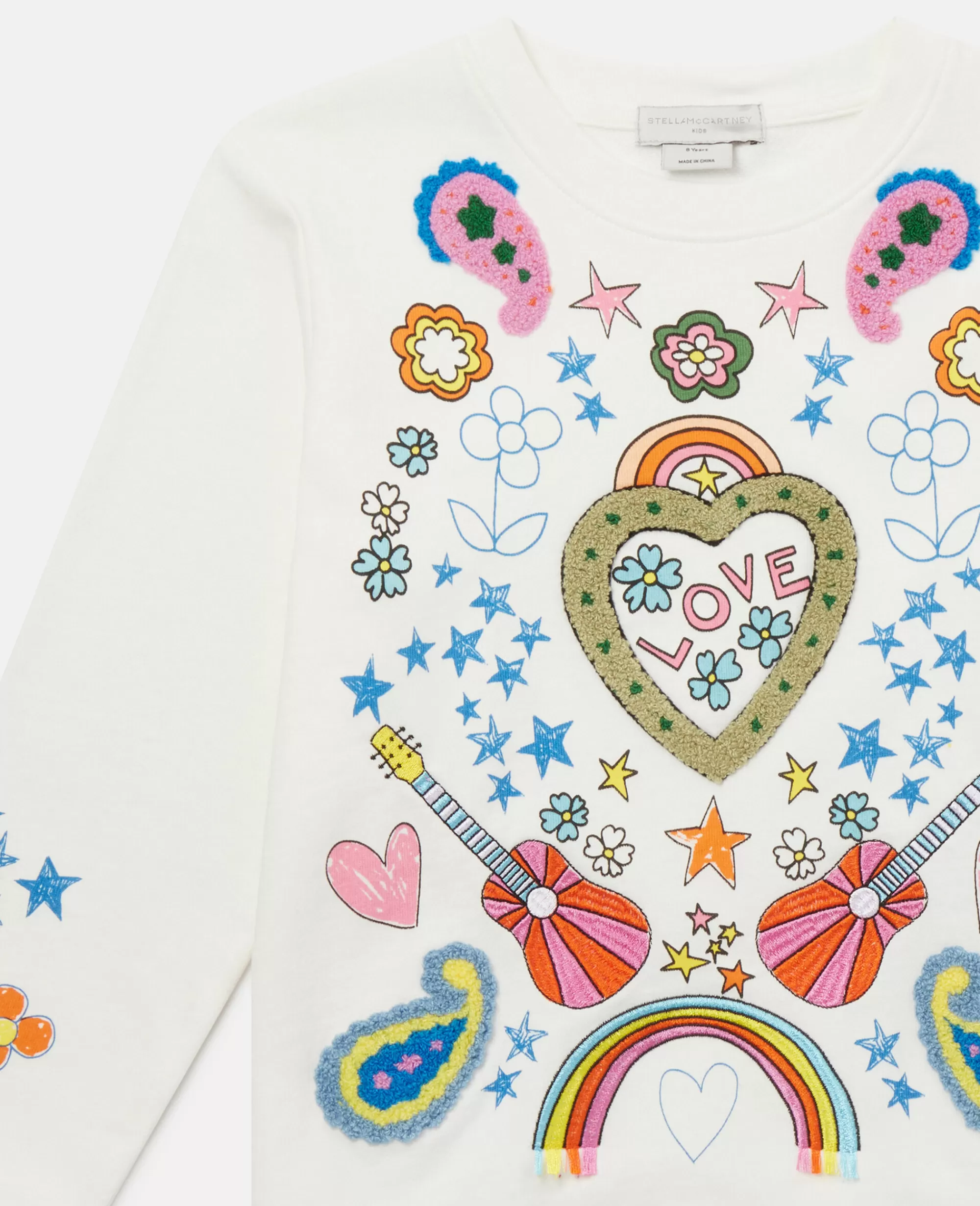 Bambini Stella McCartney T-Shirt>Felpa Lunga Con Ricamo Love To Dream