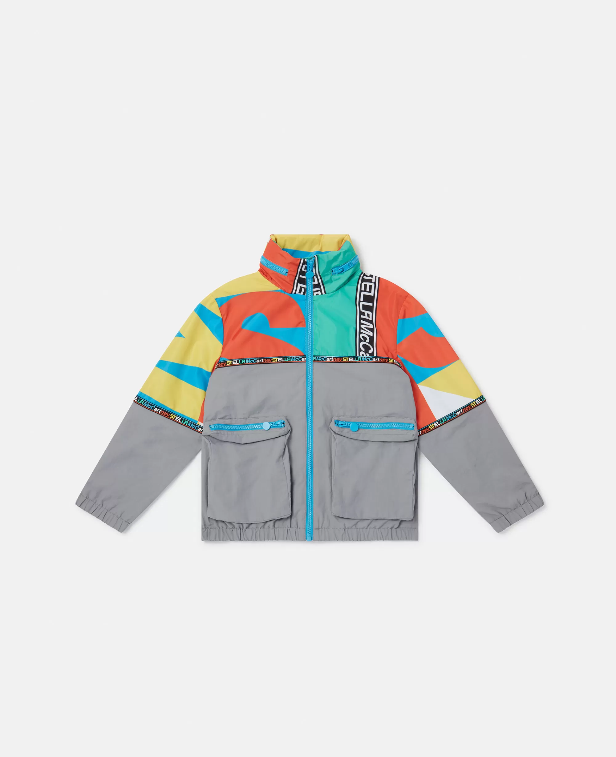 Bambini Stella McCartney Capispalla>Giacca Con Cappuccio Active A Blocchi Di Colore Con Logo Smc