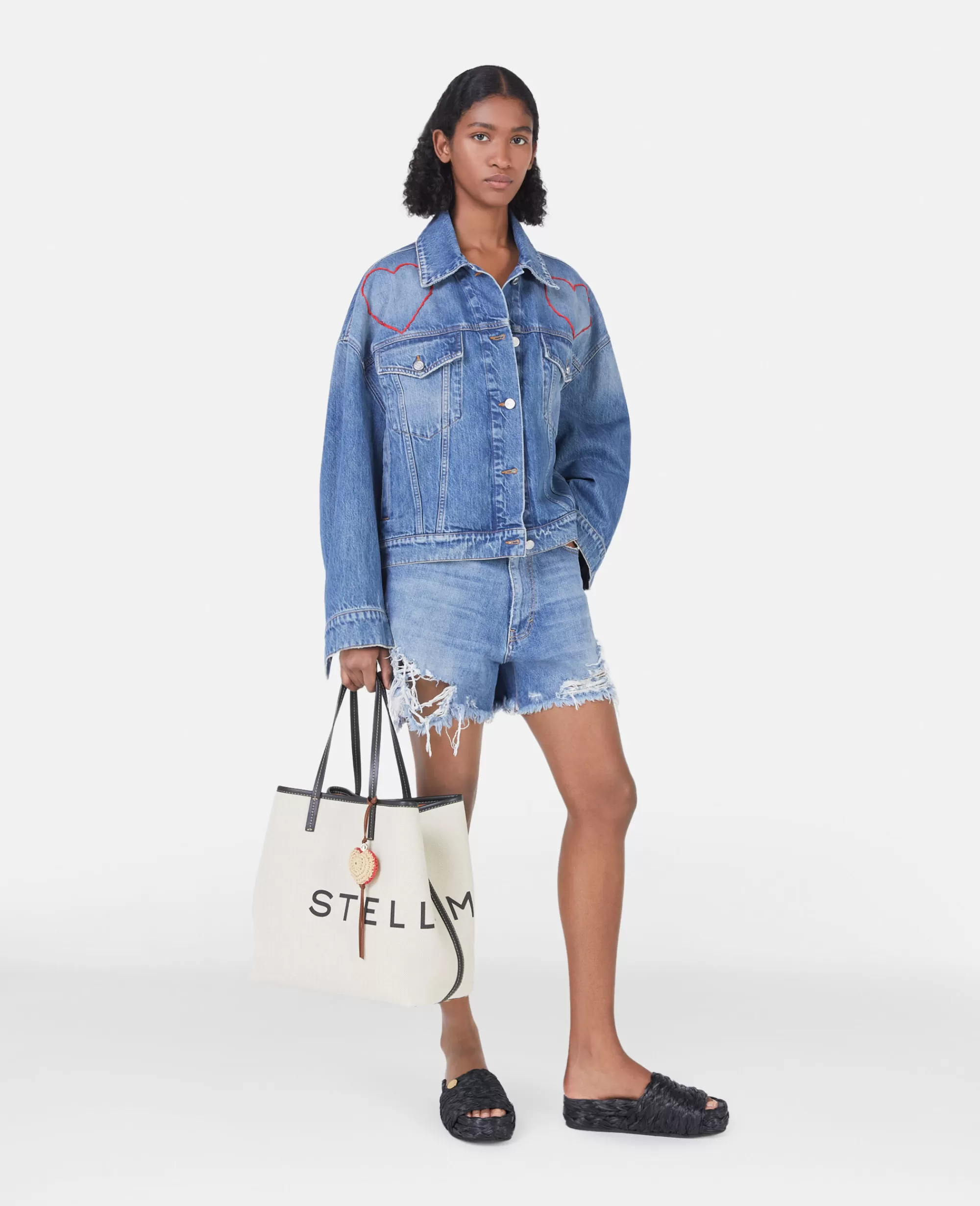 Donna Stella McCartney Denim>Giacca In Denim Con Ricamo Cuore