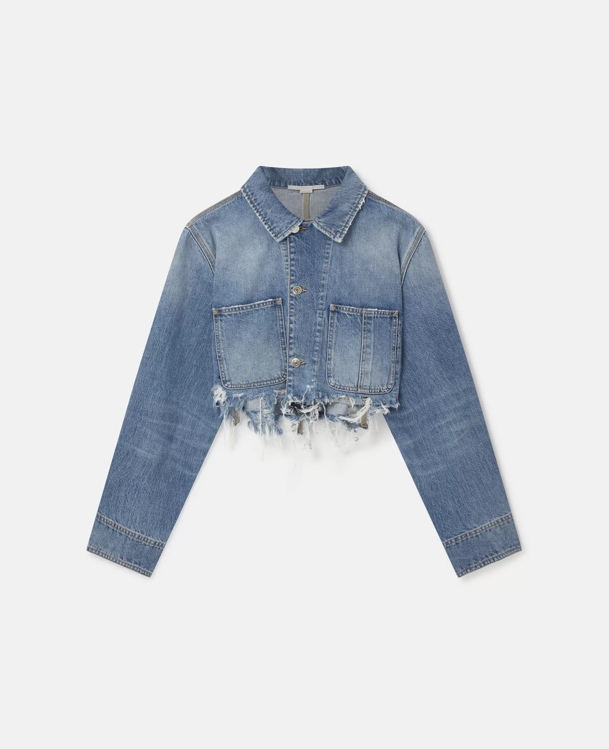 Donna Stella McCartney Denim>Giacca In Denim Corta Invecchiata Con Lavaggio Vintage