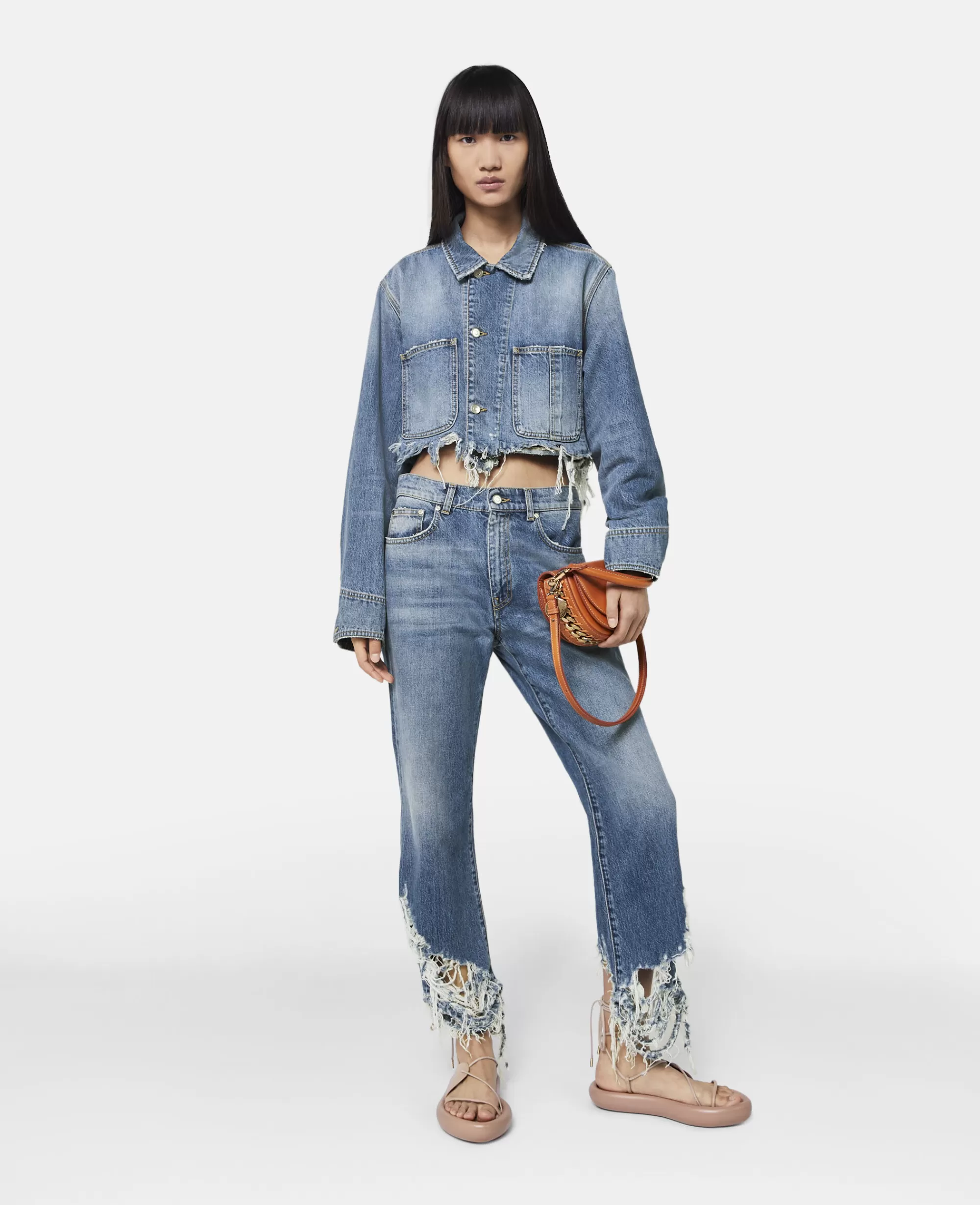 Donna Stella McCartney Denim>Giacca In Denim Corta Invecchiata Con Lavaggio Vintage