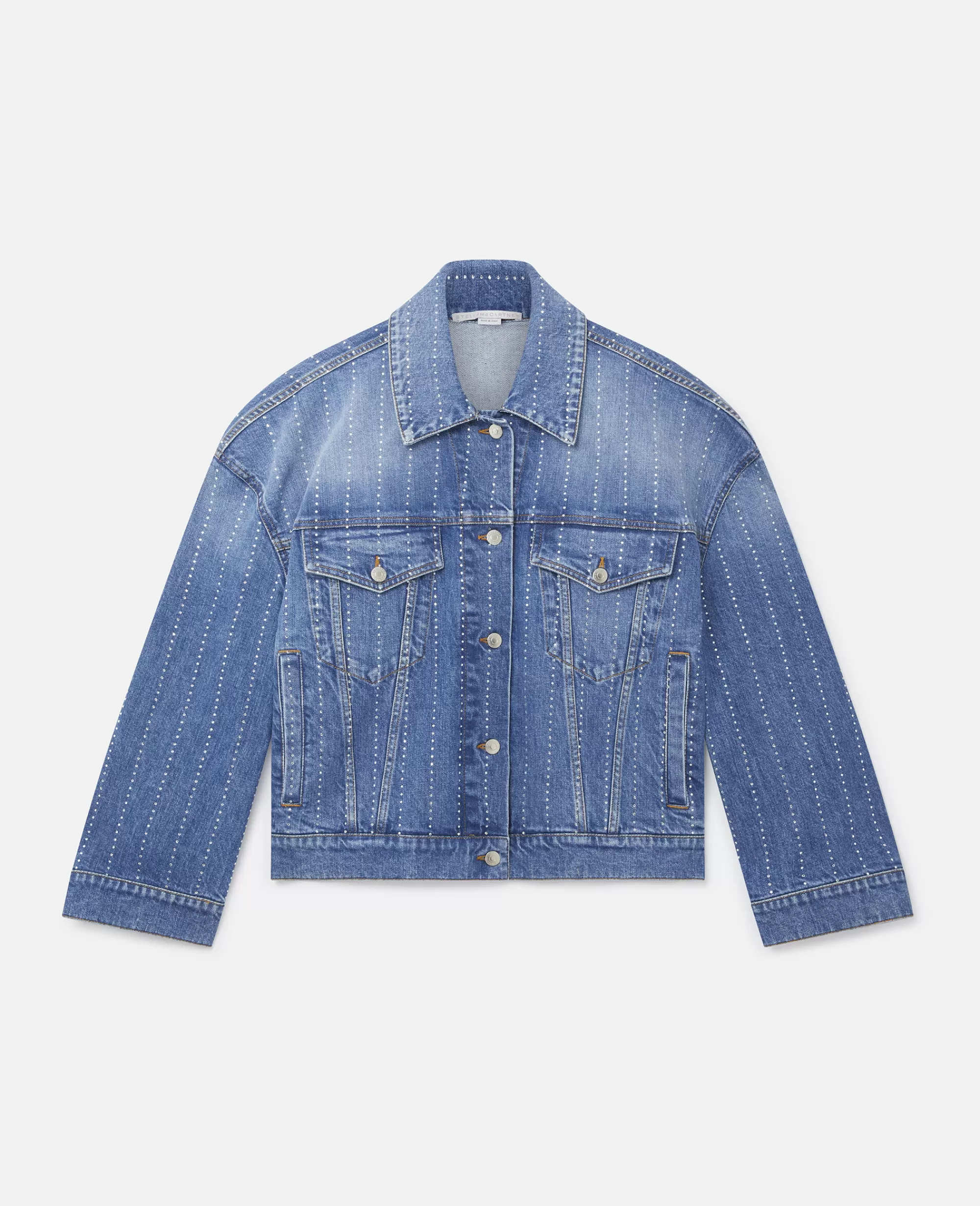 Donna Stella McCartney Denim>Giacca In Denim Oversize A Righe Effetto Diamante
