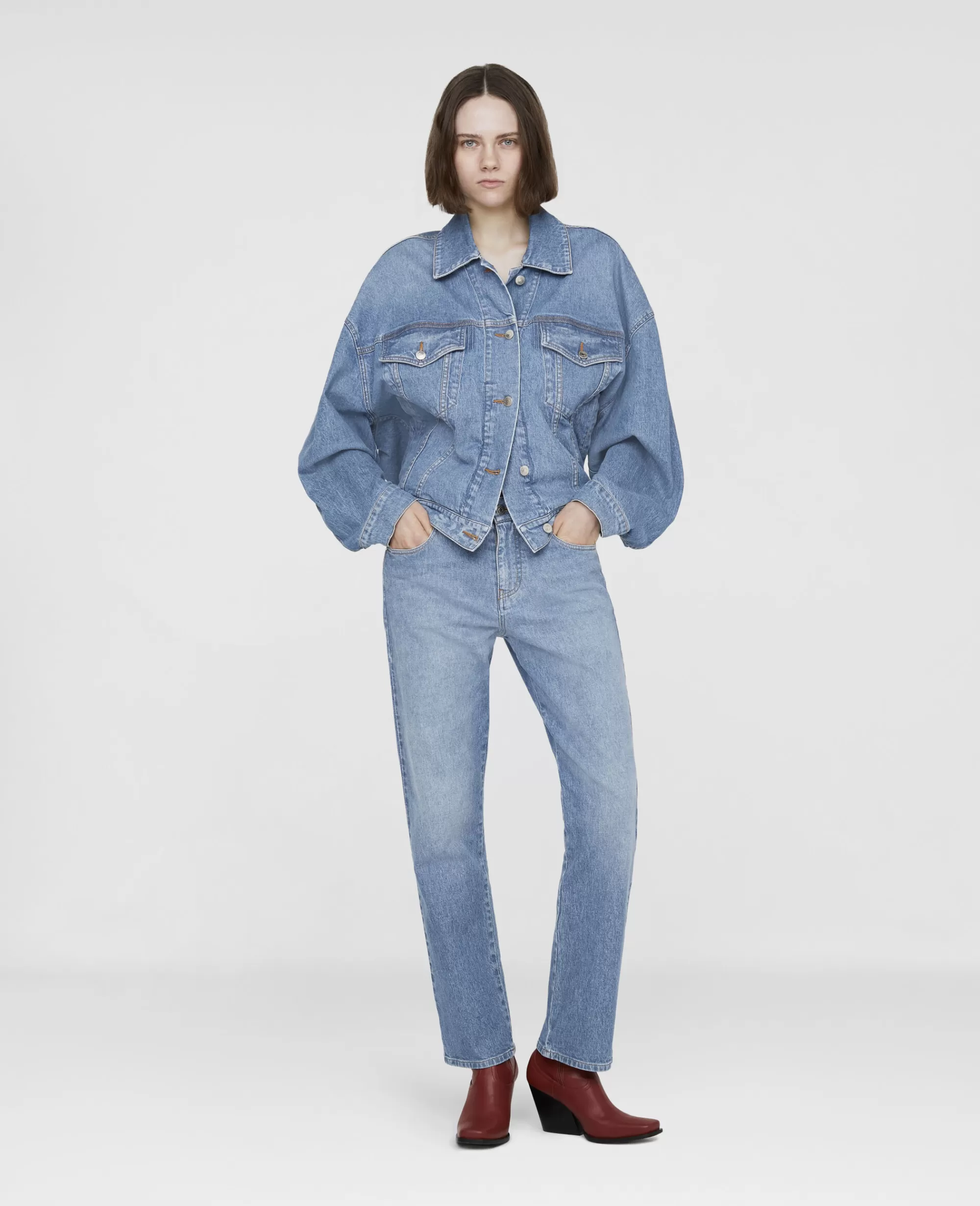 Donna Stella McCartney Denim>Giacca Oversize In Denim Con Logo