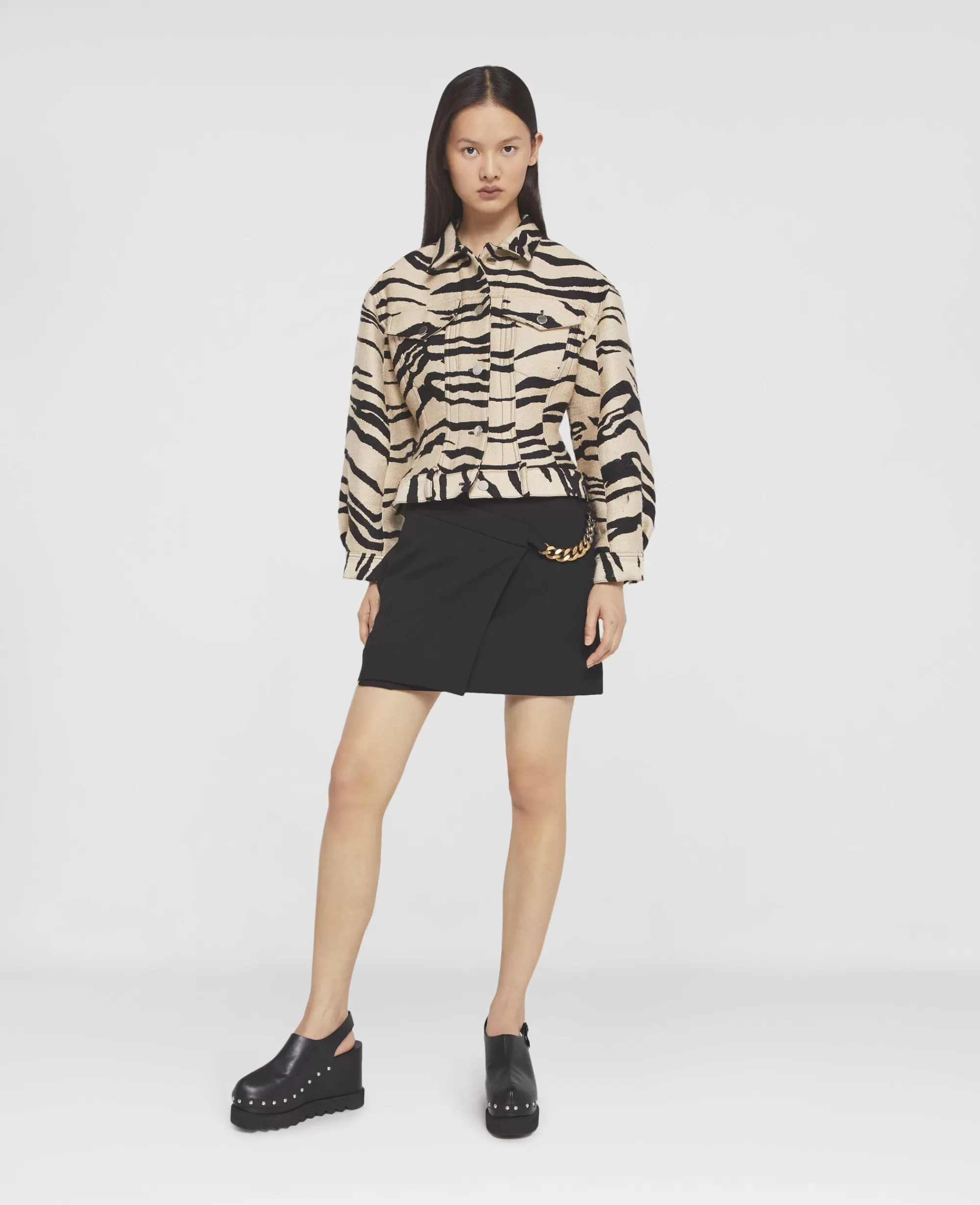 Donna Stella McCartney Giacche E Cappotti>Giacca Utility In Jacquard Con Stampa Tigre