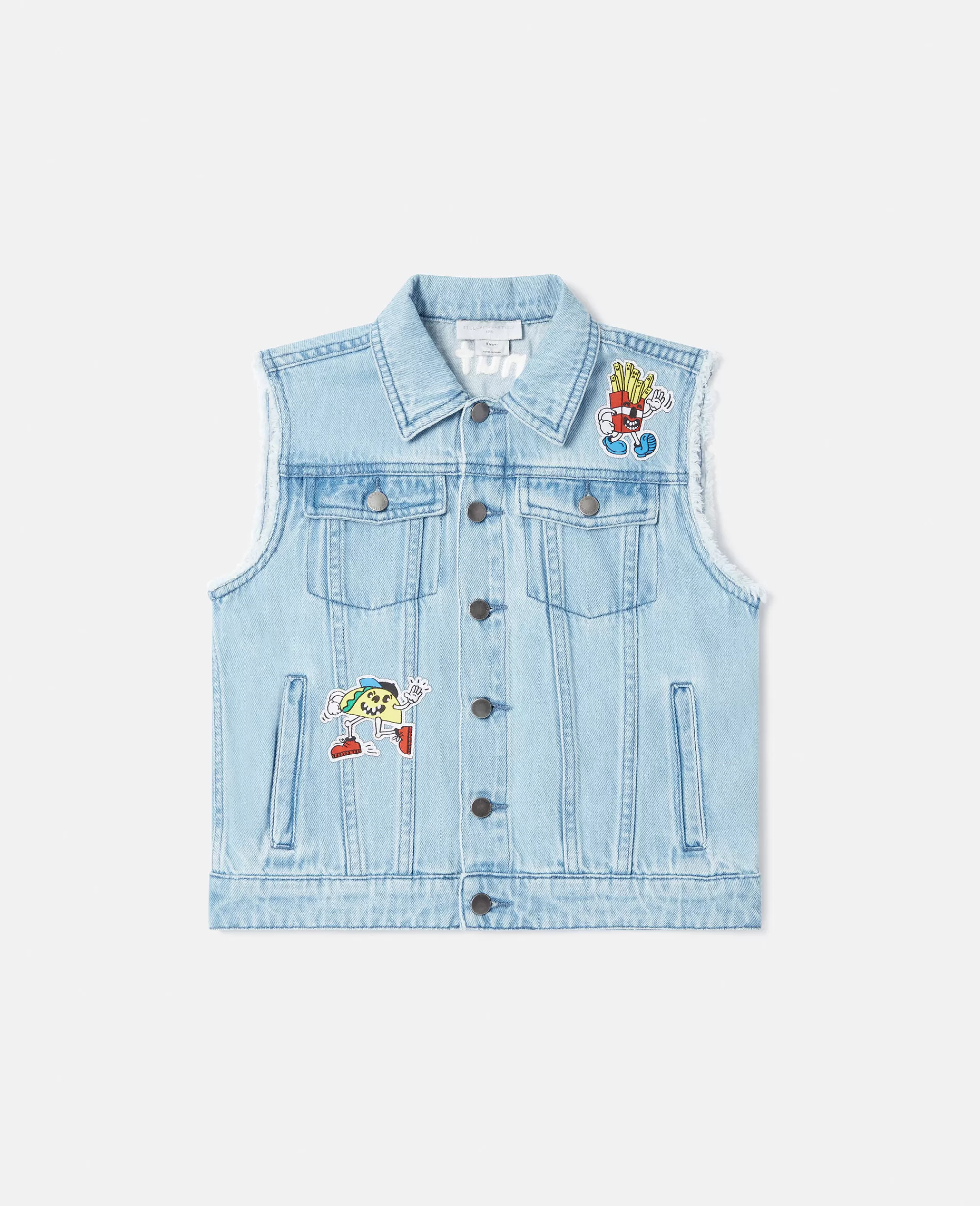 Bambini Stella McCartney Capispalla>Gilet In Denim Con Ricamo Fast Food