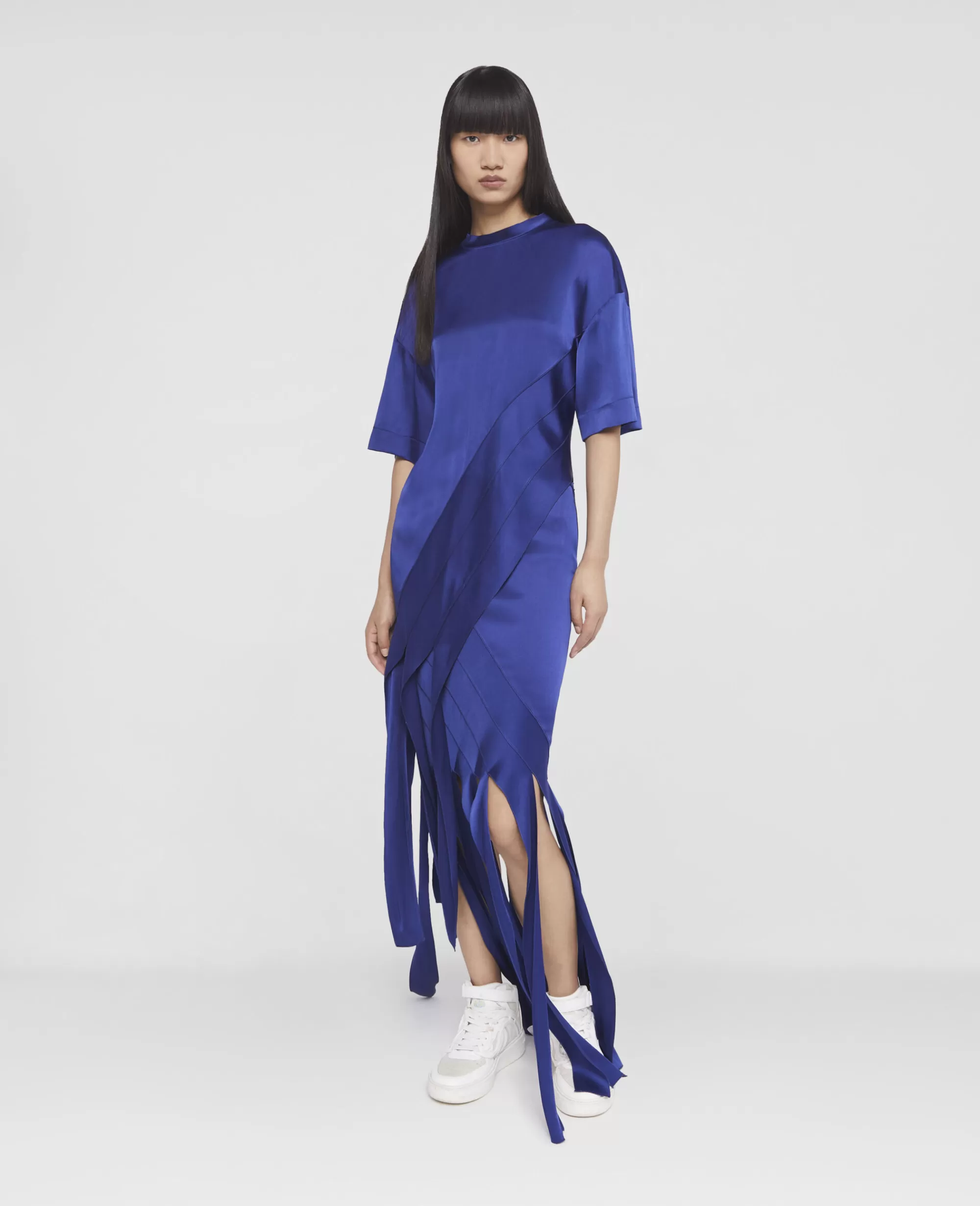 Donna Stella McCartney Gonne>Gonna Midi In Satin A Strisce