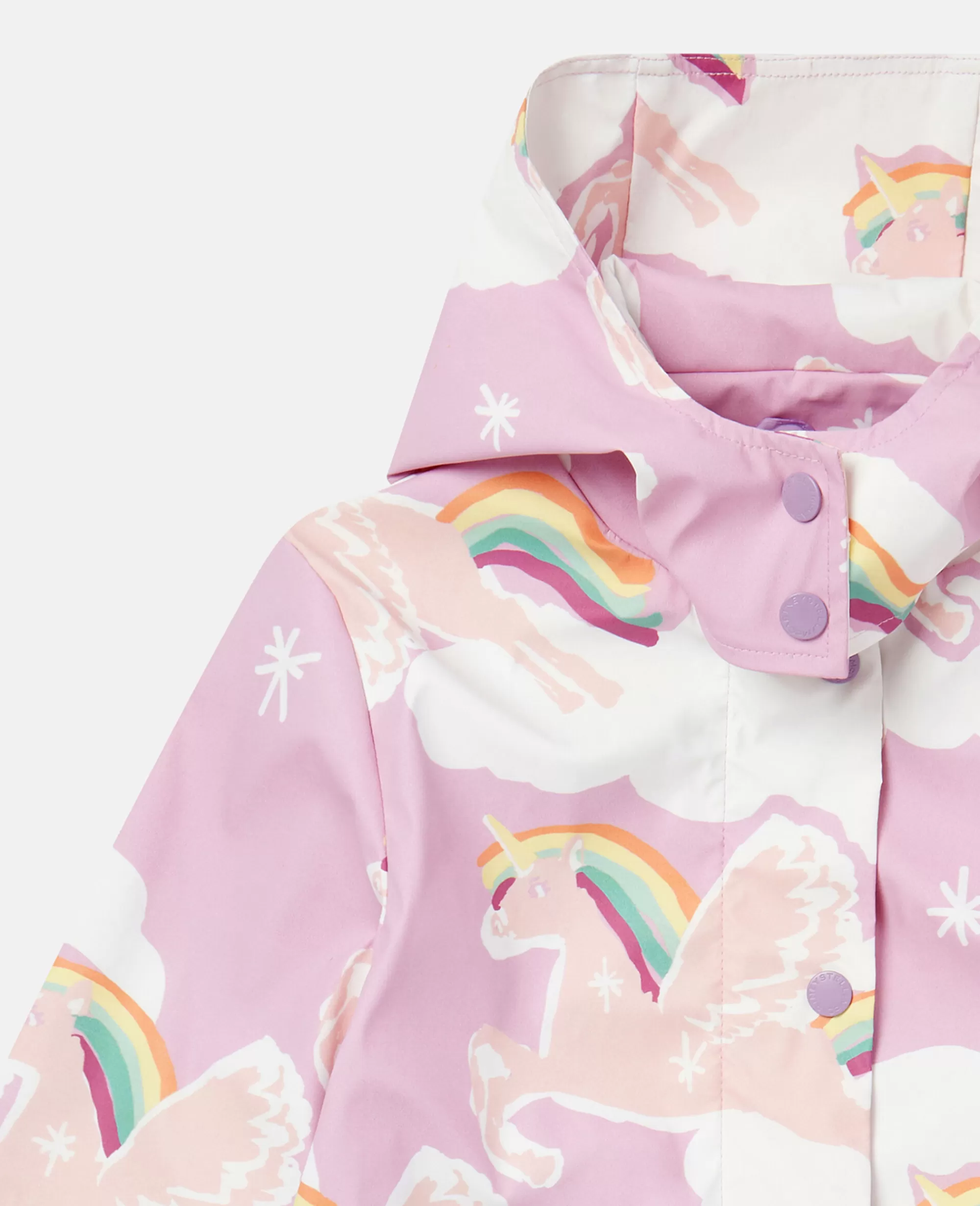 Bambini Stella McCartney Capispalla>Impermeabile Con Cappuccio E Stampa Nuvola Unicorno Arcobaleno
