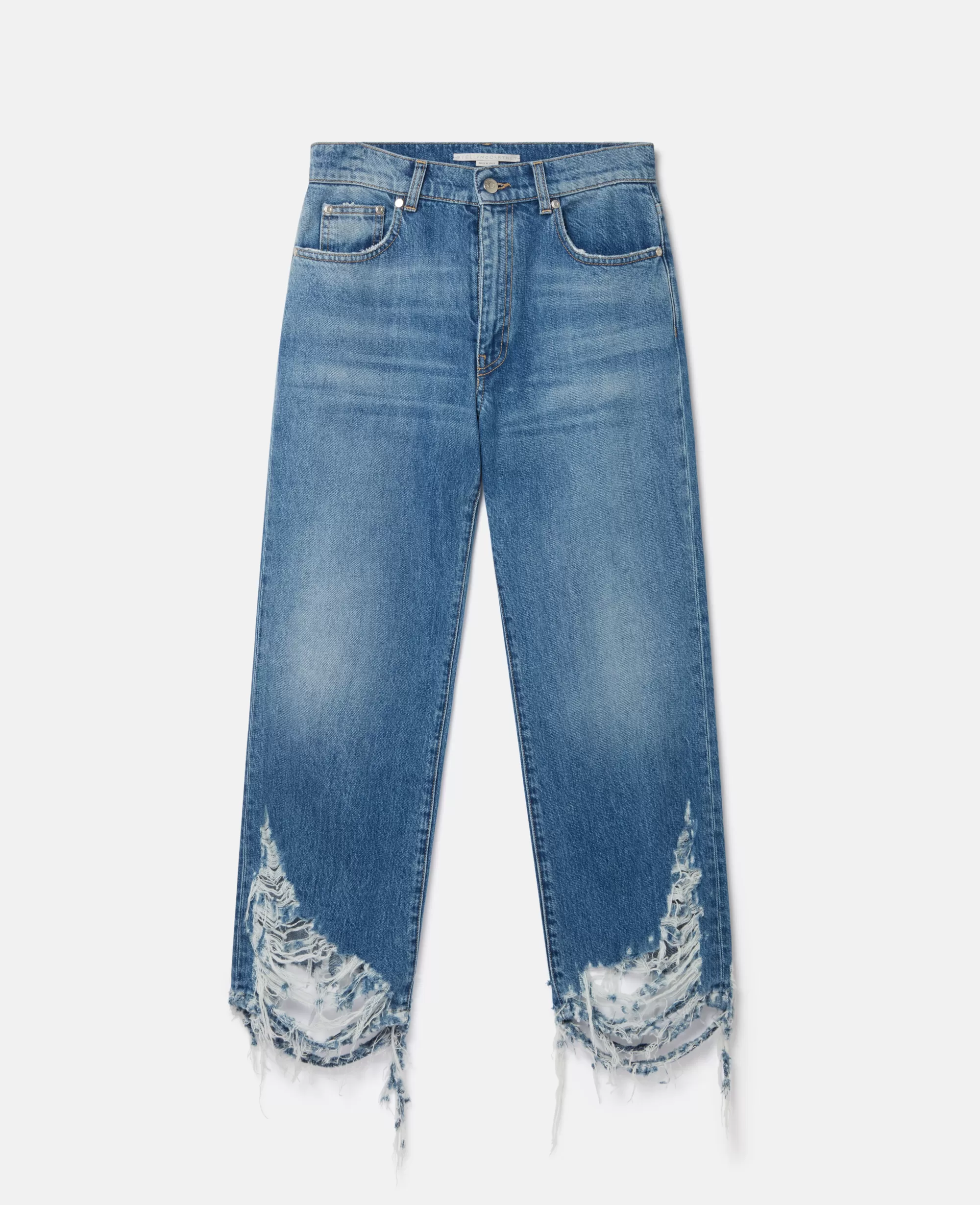 Donna Stella McCartney Denim>Jeans A Gamba Dritta Decostruiti Con Lavaggio Vintage