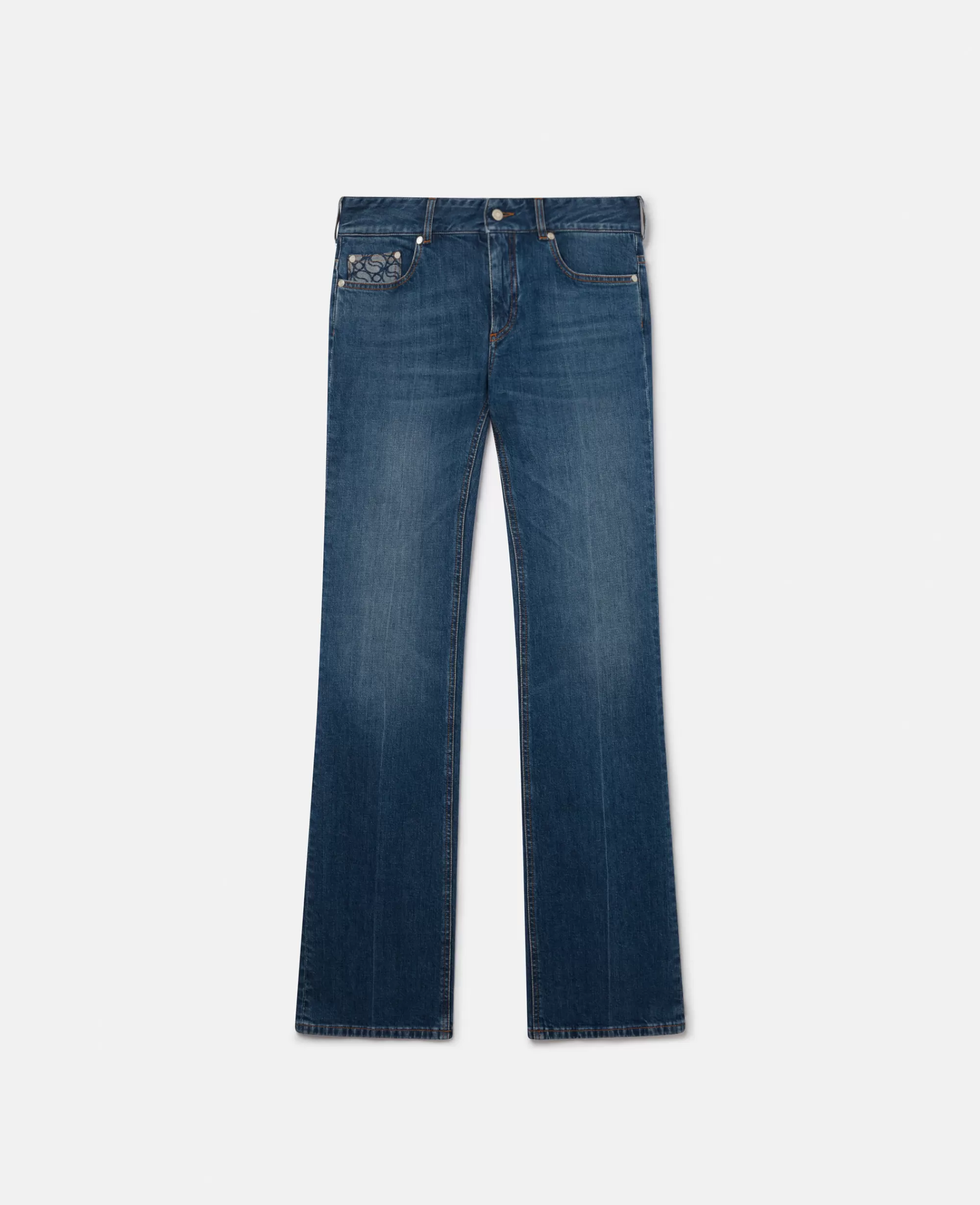 Donna Stella McCartney Denim>Jeans A Vita Bassa A Gamba Dritta Con Lavaggio Vintage