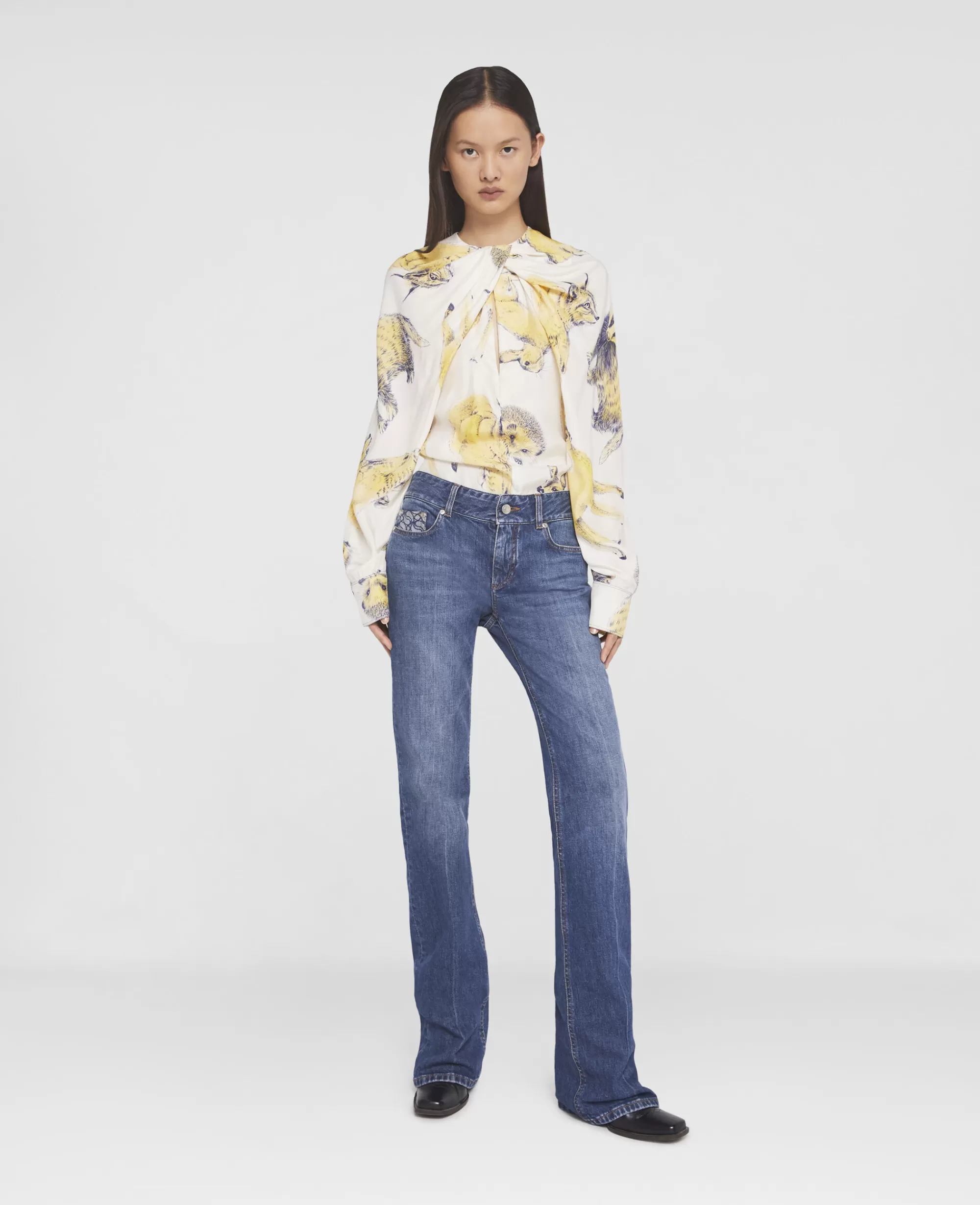 Donna Stella McCartney Denim>Jeans A Vita Bassa A Gamba Dritta Con Lavaggio Vintage