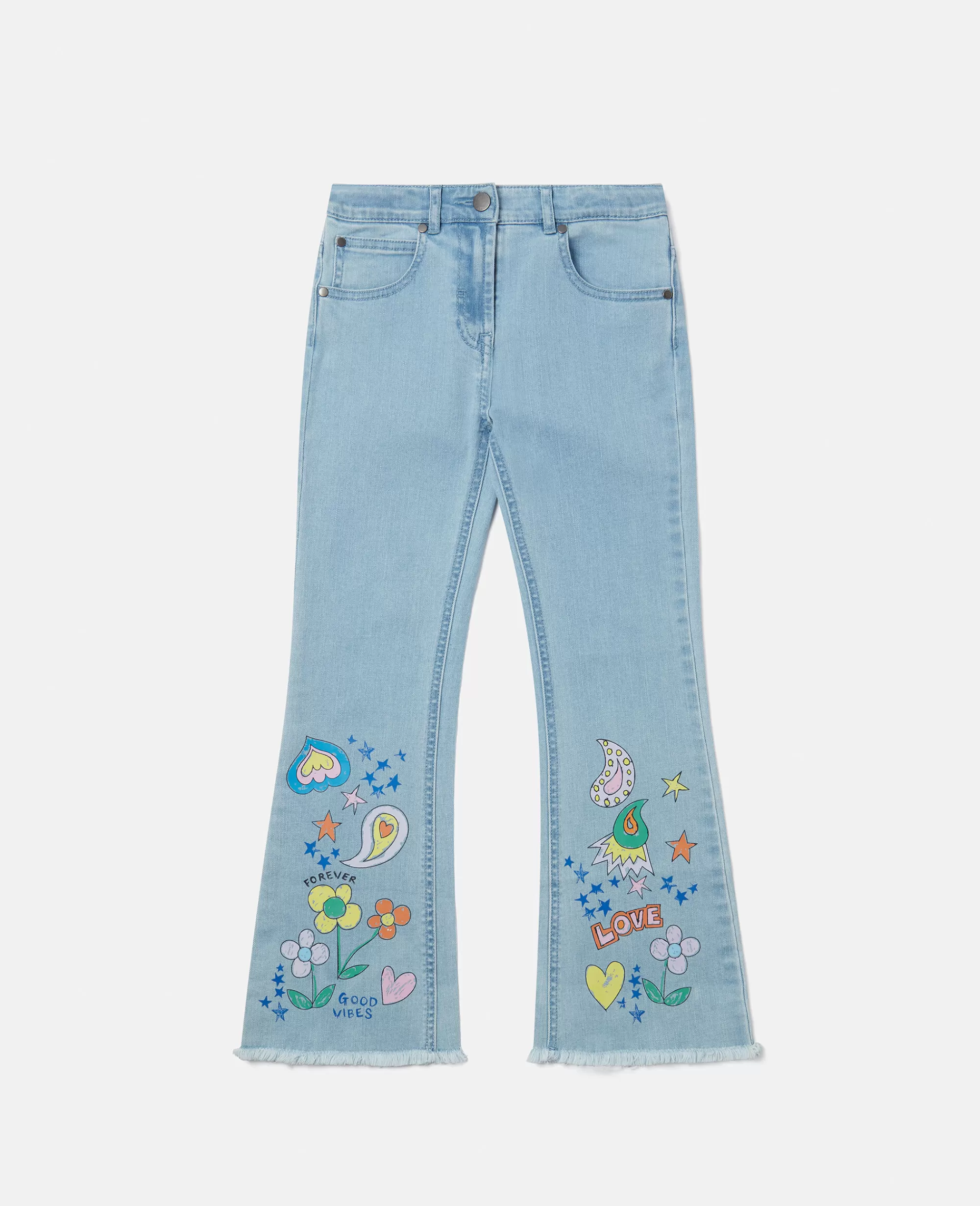 Bambini Stella McCartney Pantaloni E Shorts>Jeans A Zampa Elefante Con Stampa Disegni