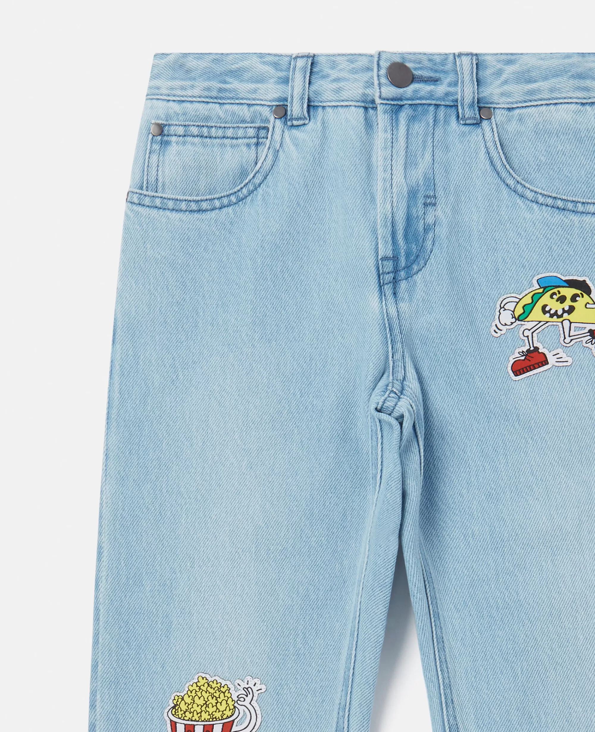 Bambini Stella McCartney Pantaloni E Shorts>Jeans Boyfriend Con Ricamo Fast Food