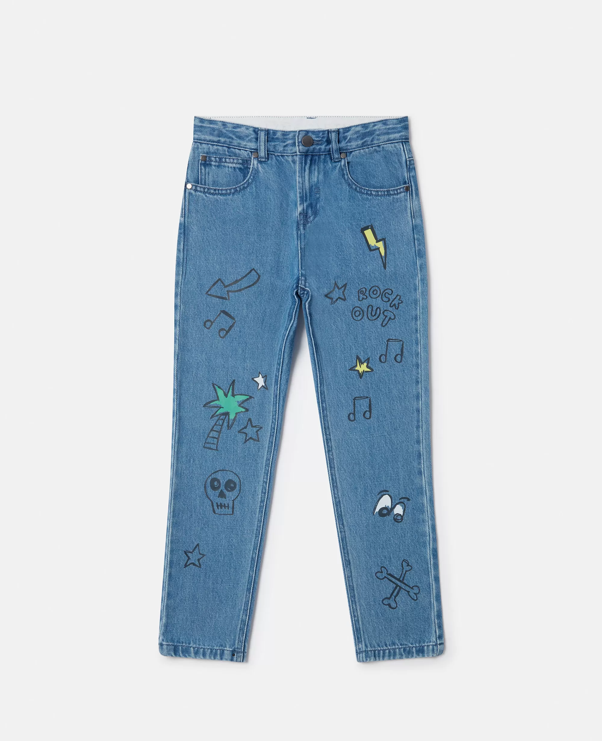 Bambini Stella McCartney Pantaloni E Shorts>Jeans Boyfriend Con Stampa Scarabocchi