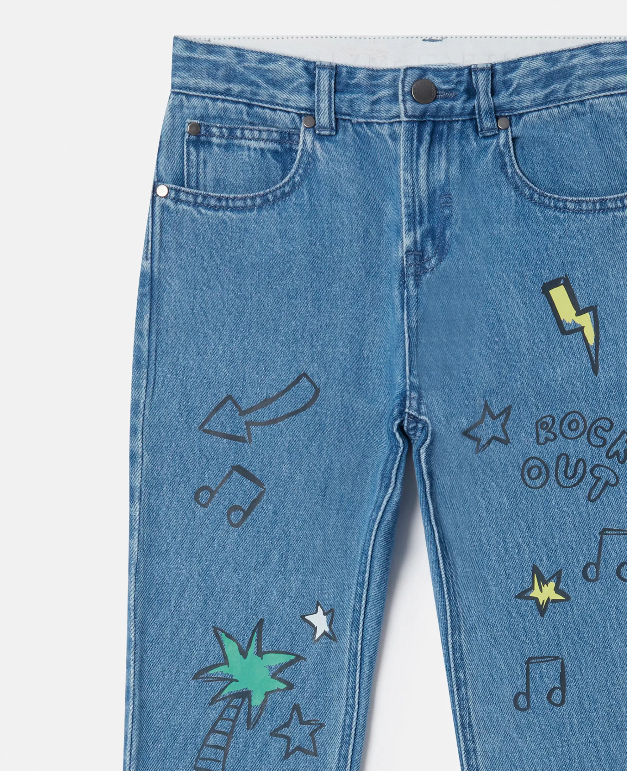 Bambini Stella McCartney Pantaloni E Shorts>Jeans Boyfriend Con Stampa Scarabocchi