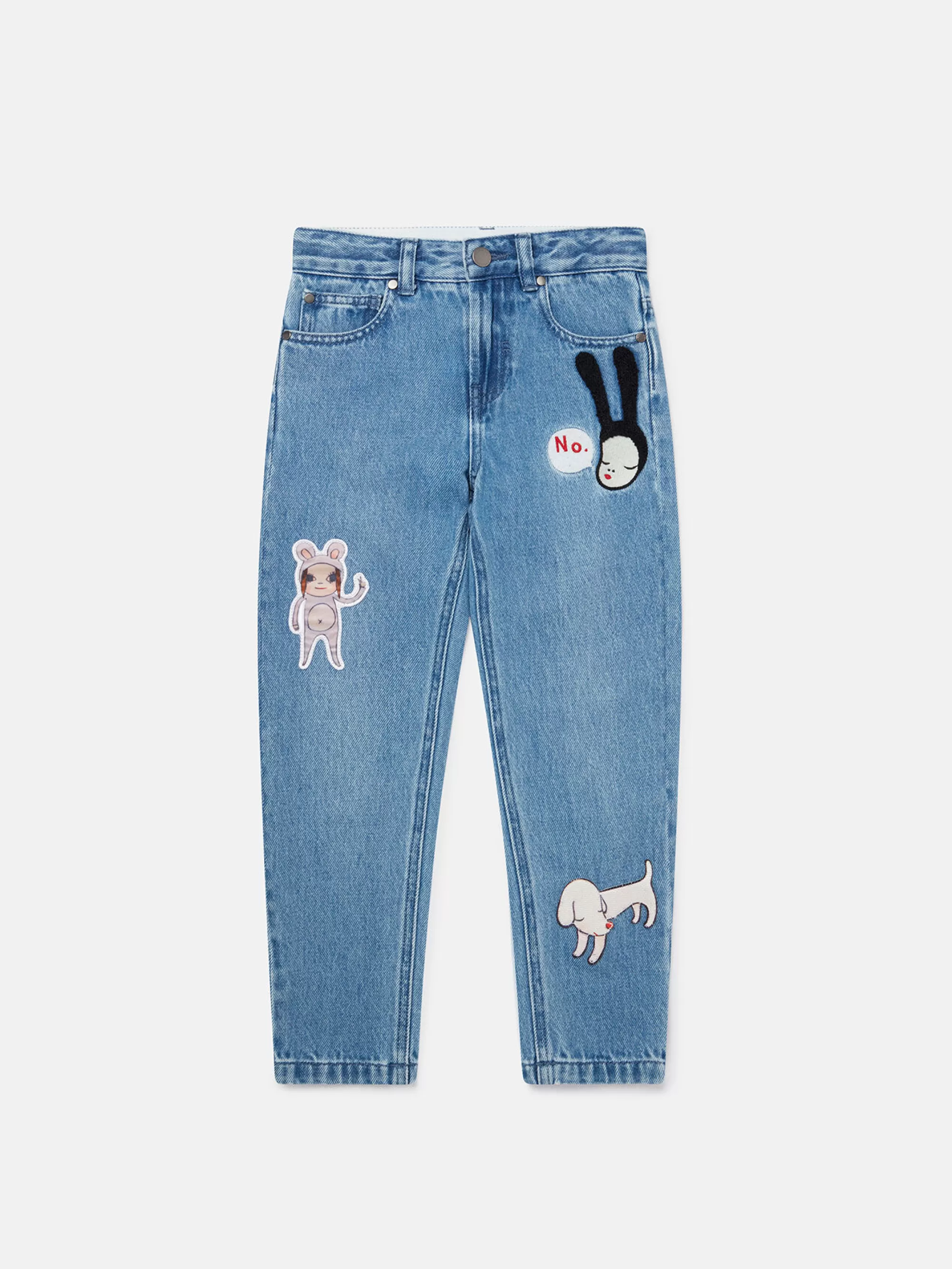 Bambini Stella McCartney Pantaloni E Shorts>Jeans Con Patch Yoshitomo Nara Ricamato