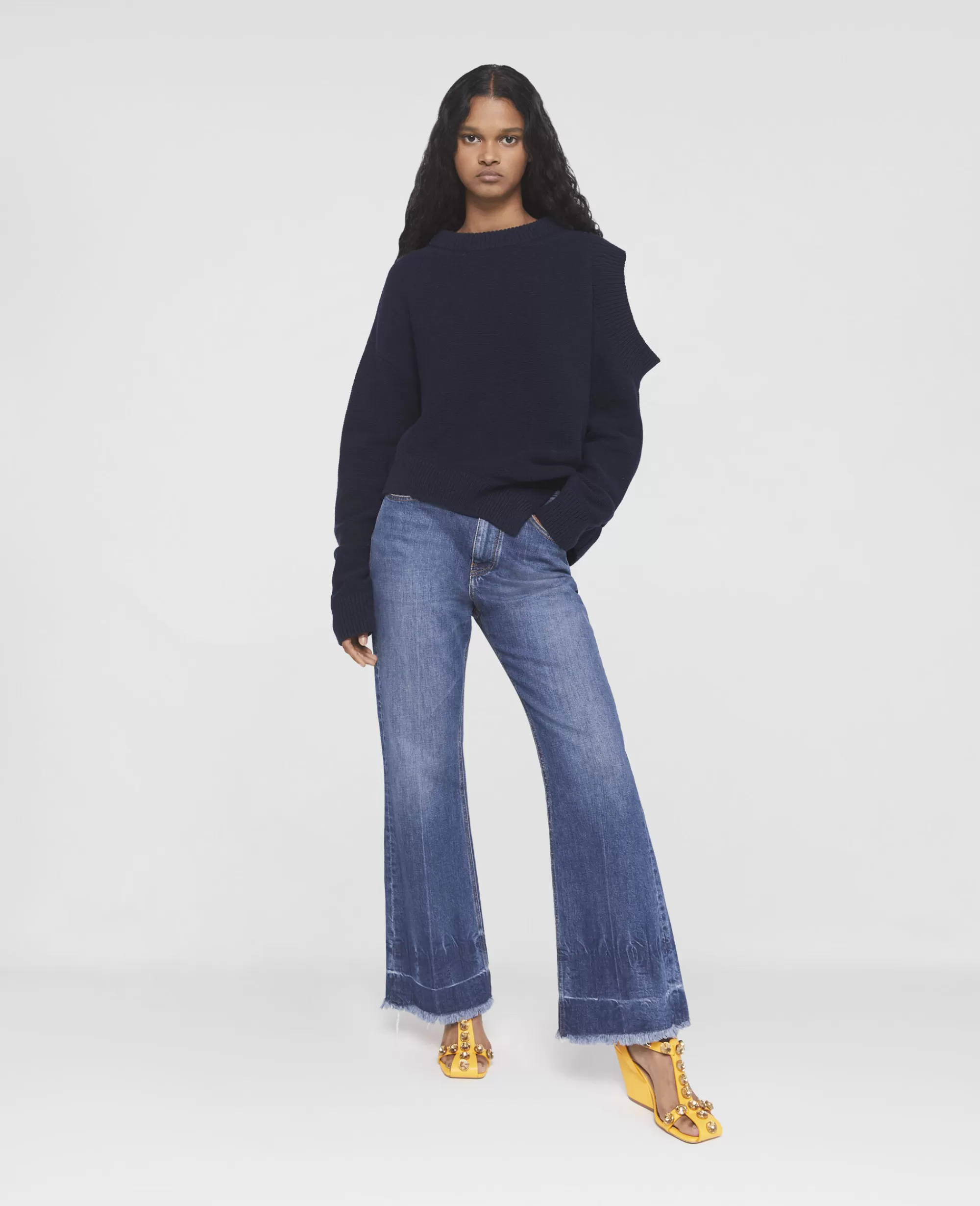 Donna Stella McCartney Denim>Jeans Kick A Campana Corti Con Lavaggio Vintage