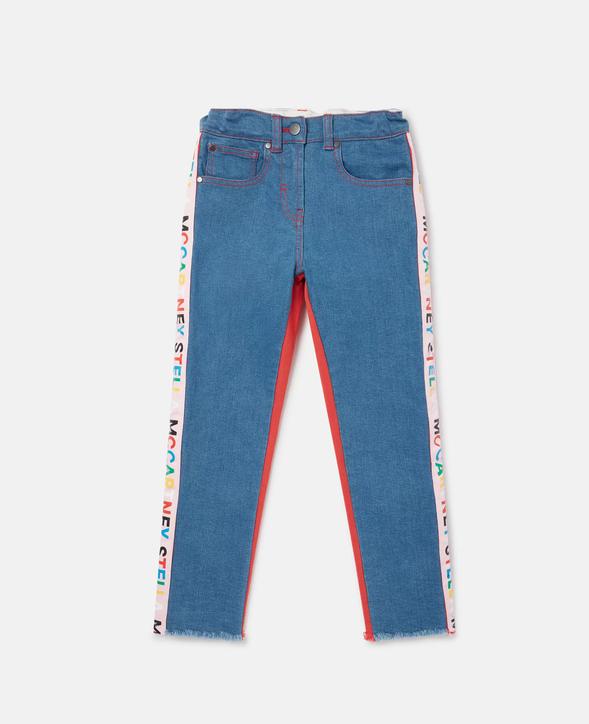 Bambini Stella McCartney Pantaloni E Shorts>Jeans Skinny Con Nastro Con Logo