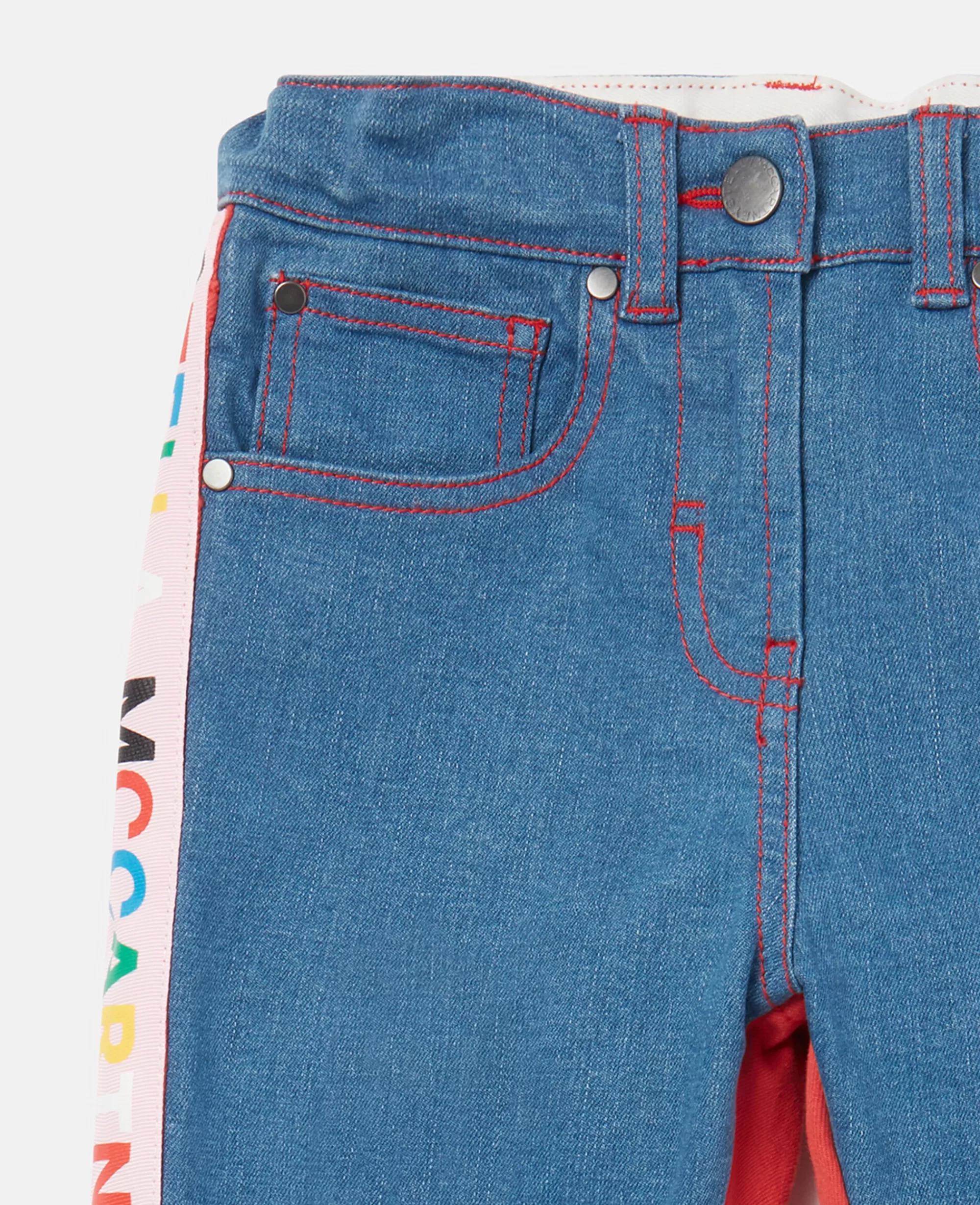 Bambini Stella McCartney Pantaloni E Shorts>Jeans Skinny Con Nastro Con Logo