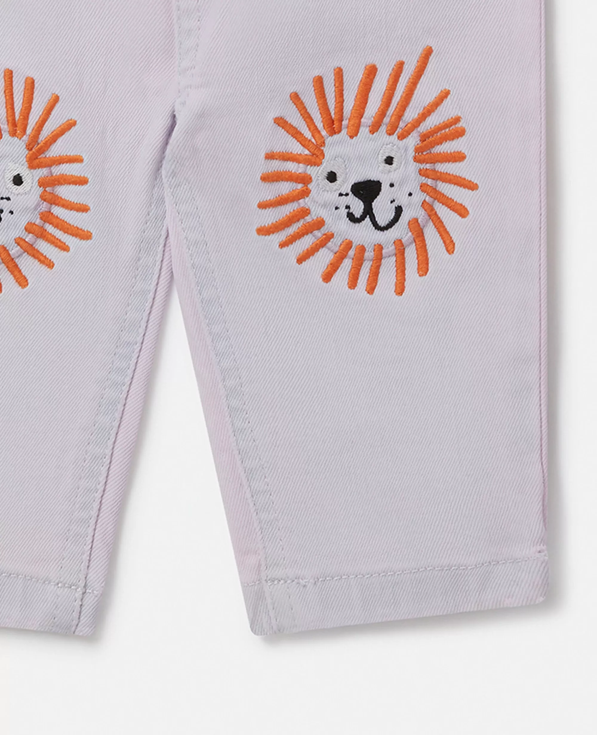 Bambini Stella McCartney Pantaloni E Shorts>Jeans Slim Fit Con Ricamo Leone Applicato Al Ginocchio