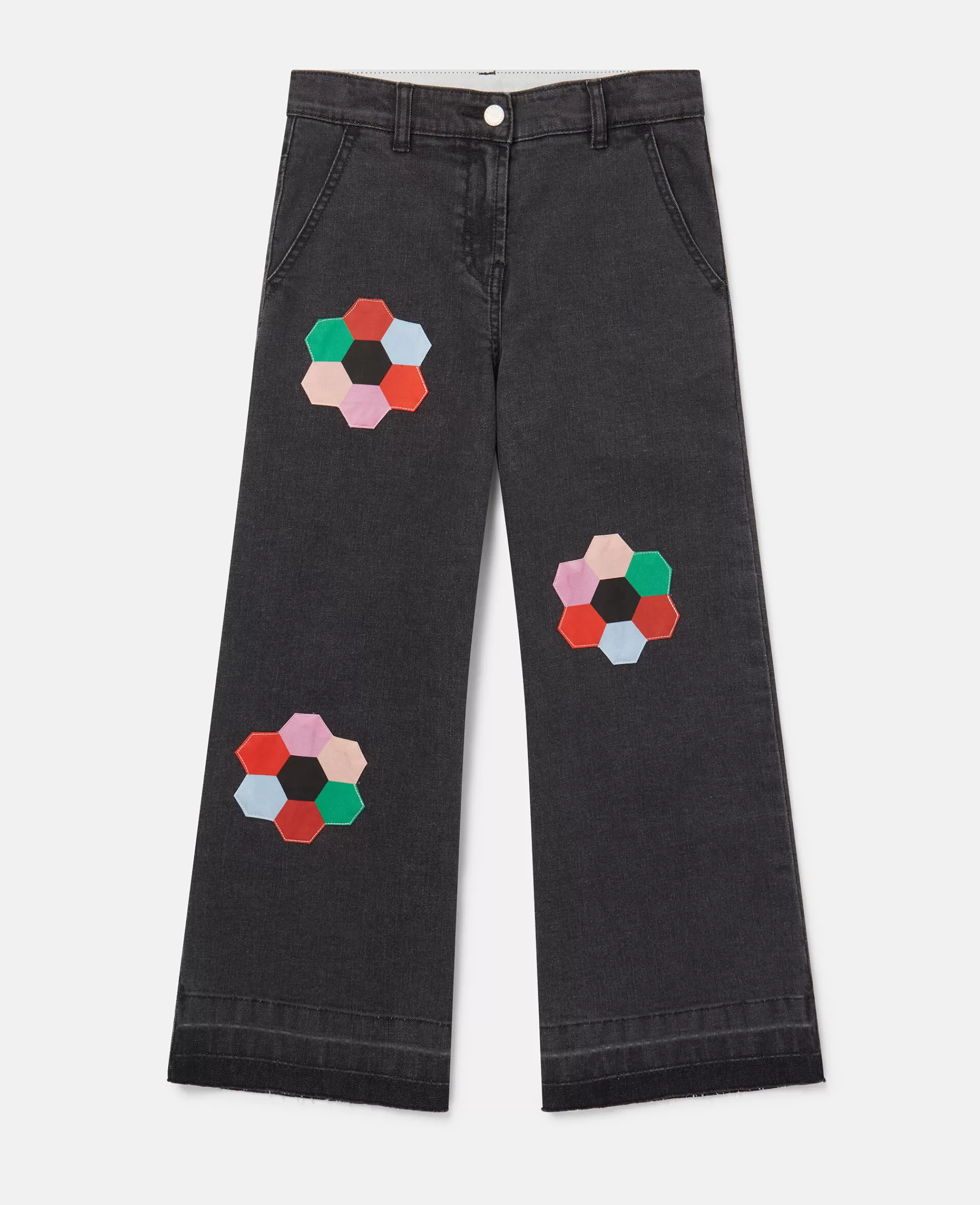 Bambini Stella McCartney Pantaloni E Shorts>Jeans Svasati Con Ricamo Esagonale