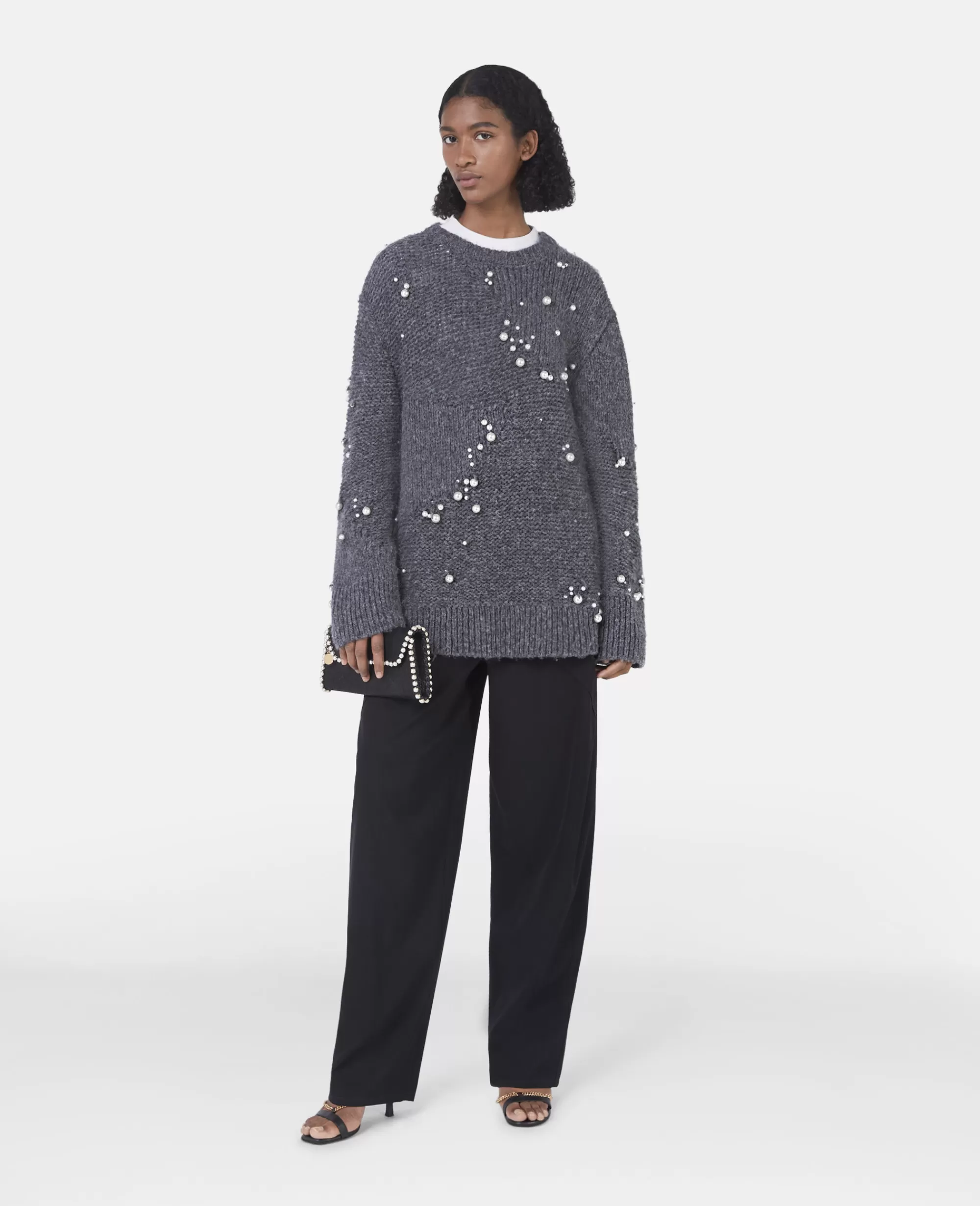 Donna Stella McCartney Maglieria>Maglia Oversize Con Perle Ricamate