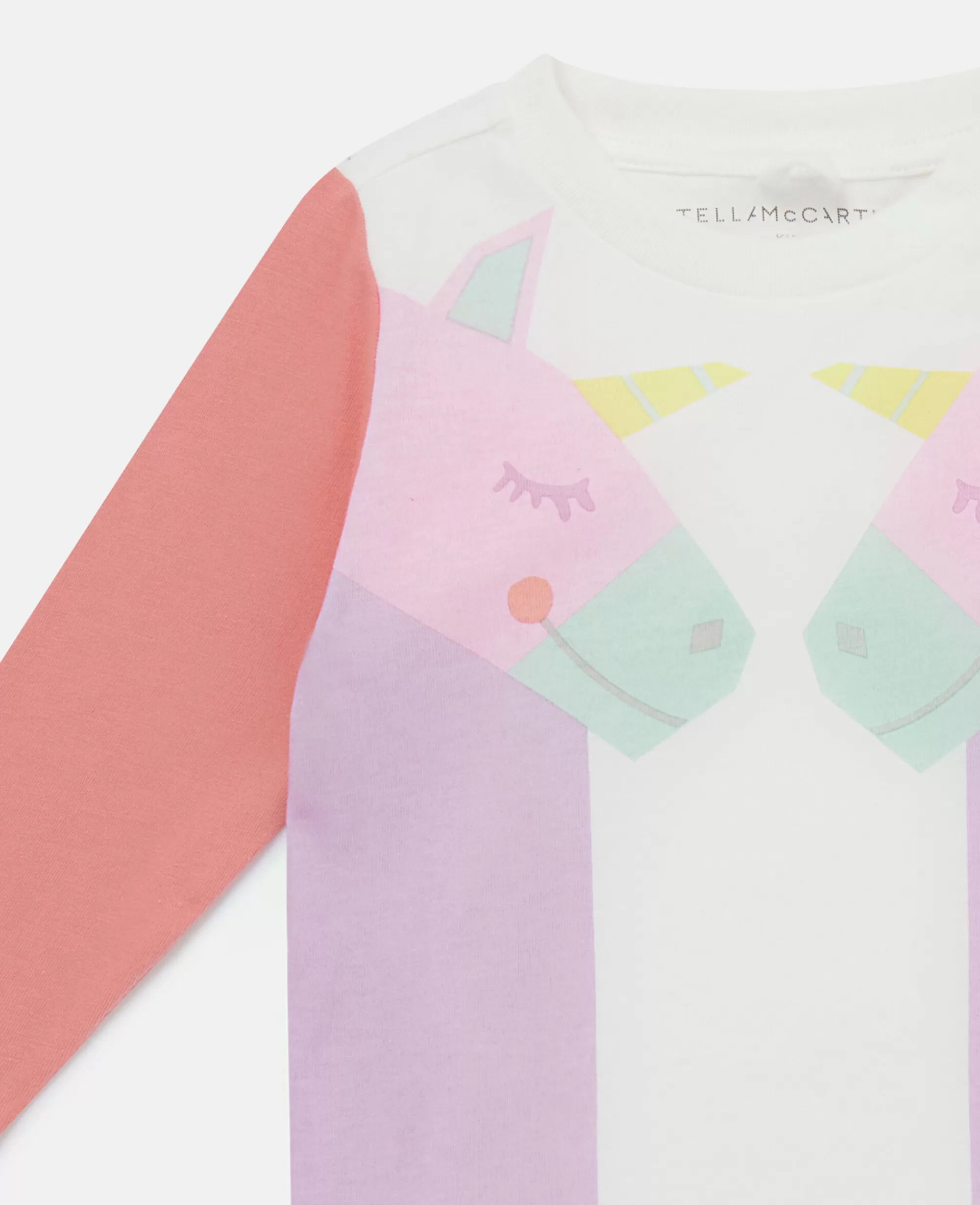 Bambini Stella McCartney T-Shirt>Maglietta A Maniche Lunghe Doppio Unicorno Arcobaleno