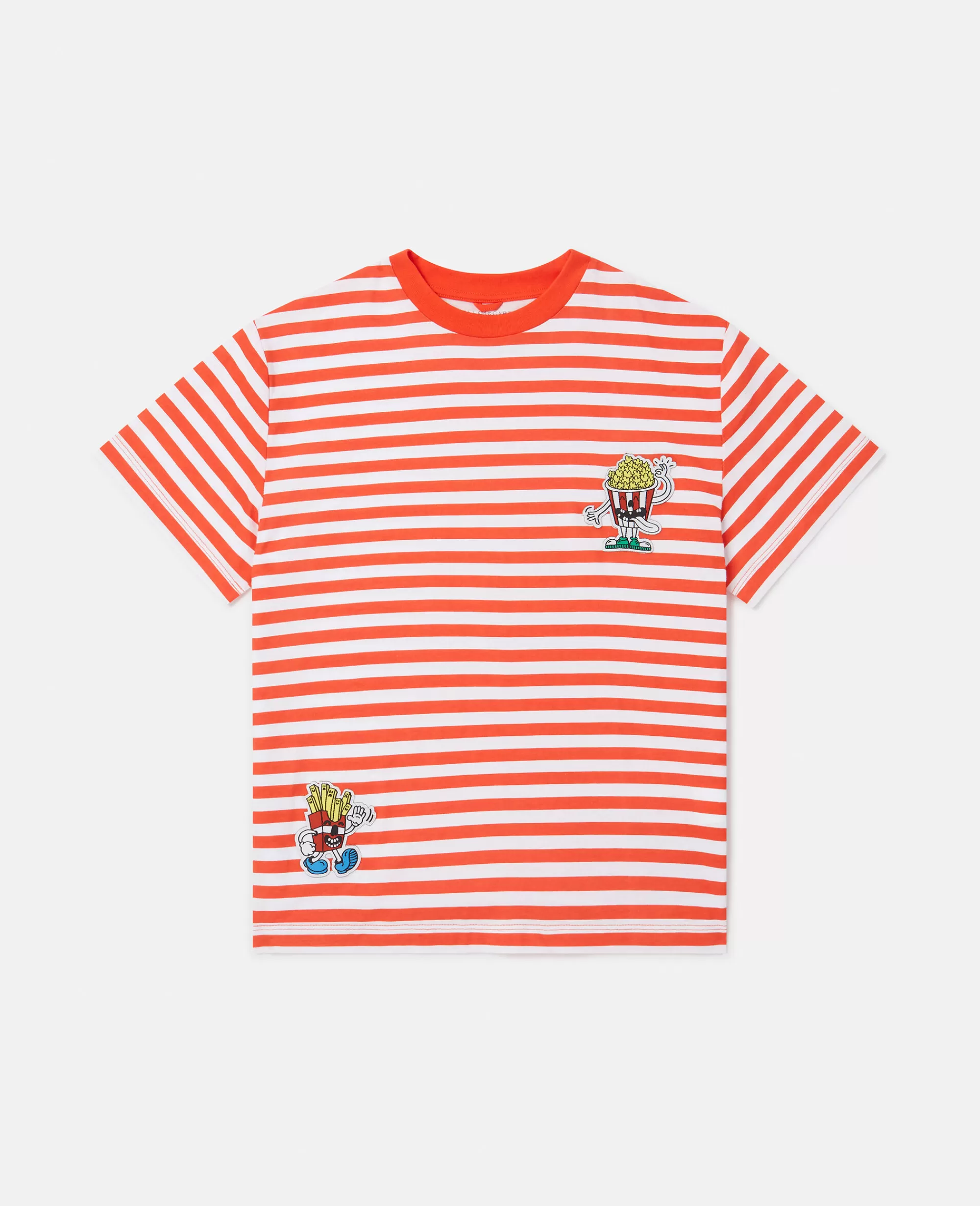 Bambini Stella McCartney T-Shirt>Maglietta A Righe Con Ricamo Fast Food