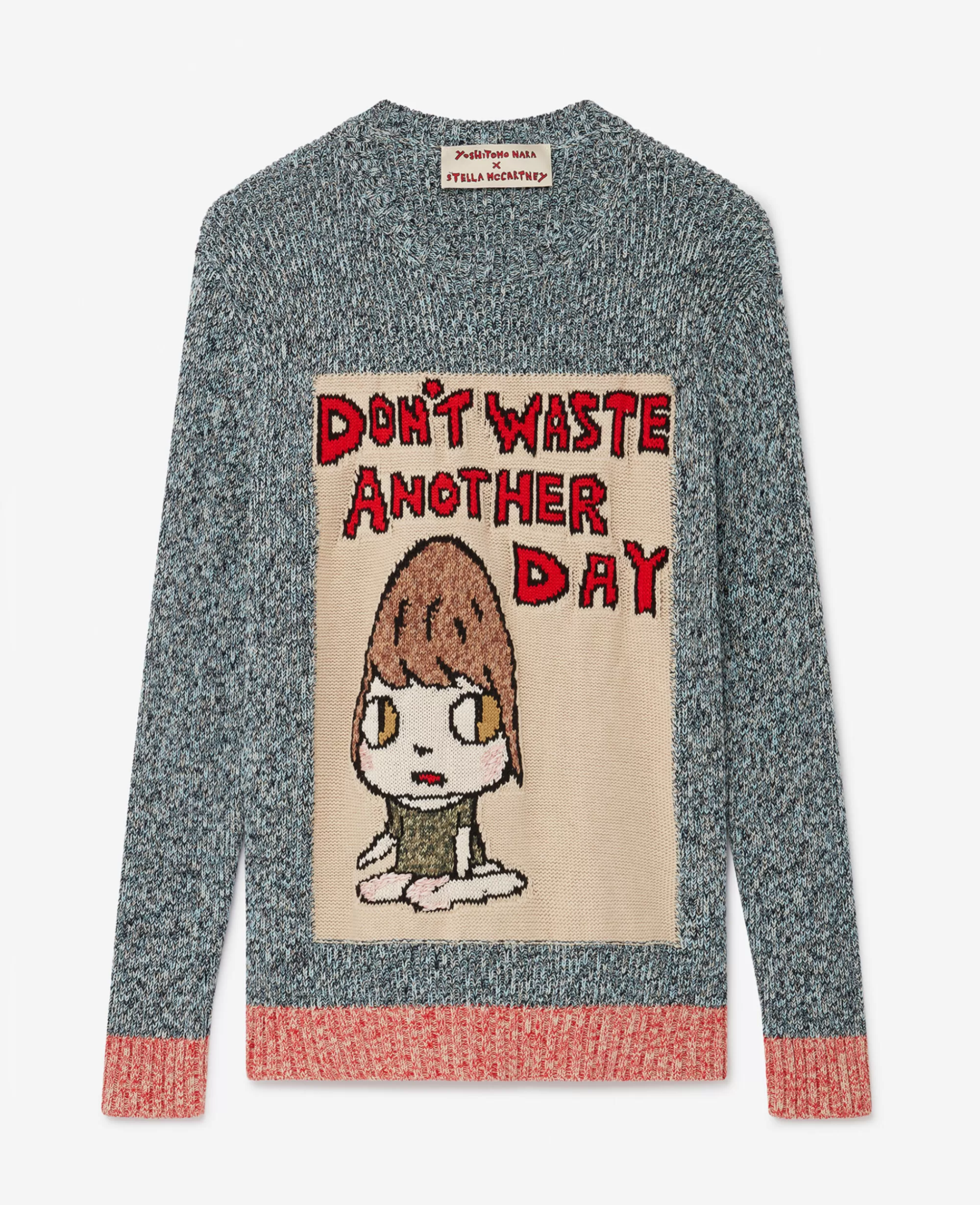 Unisex Stella McCartney Maglieria>Maglione In Maglia Di Cotone Con Slogan 'Don'T Waste Another Day'