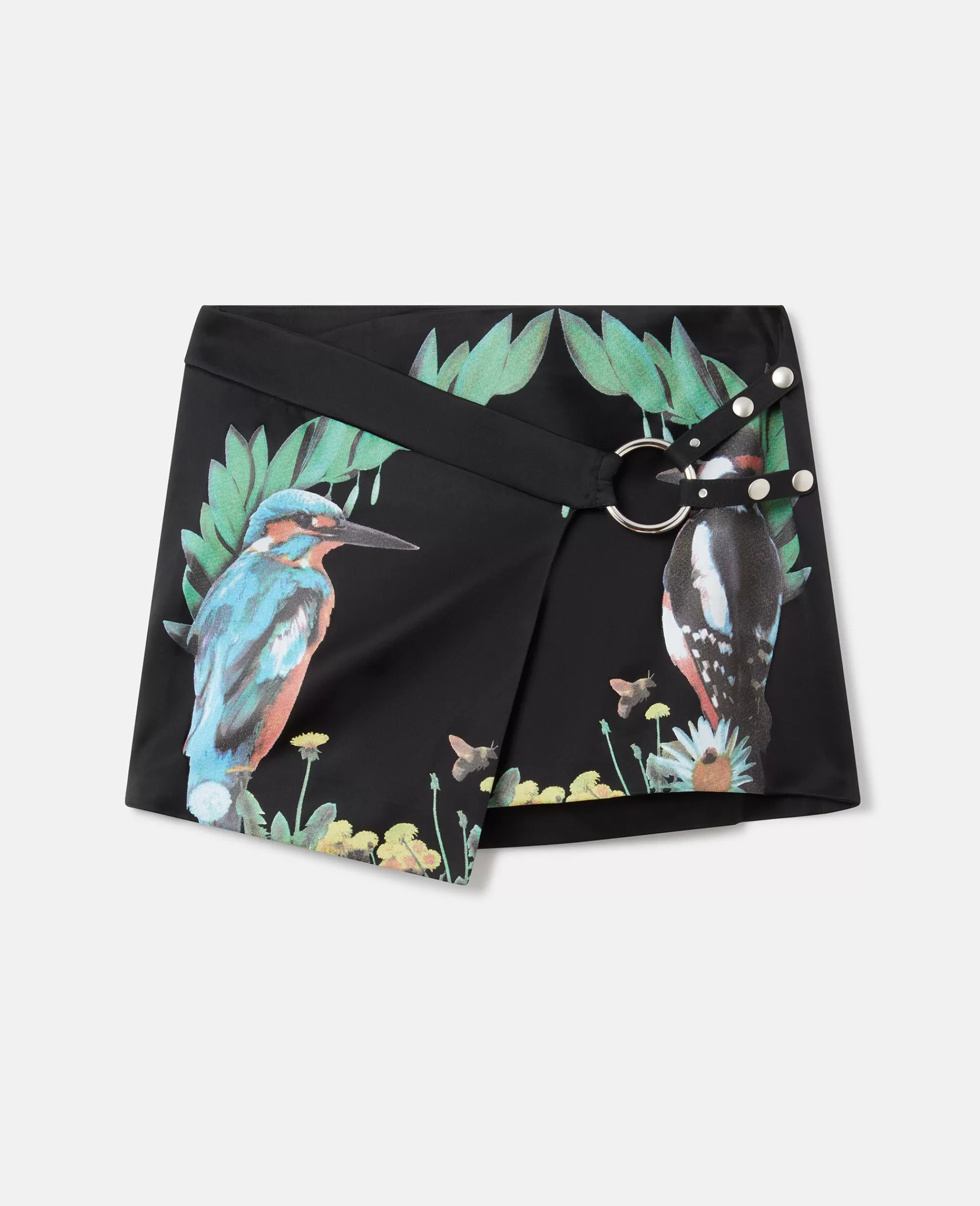 Donna Stella McCartney Gonne>Mini Gonna A Portafoglio In Satin Con Stampa Aigrette