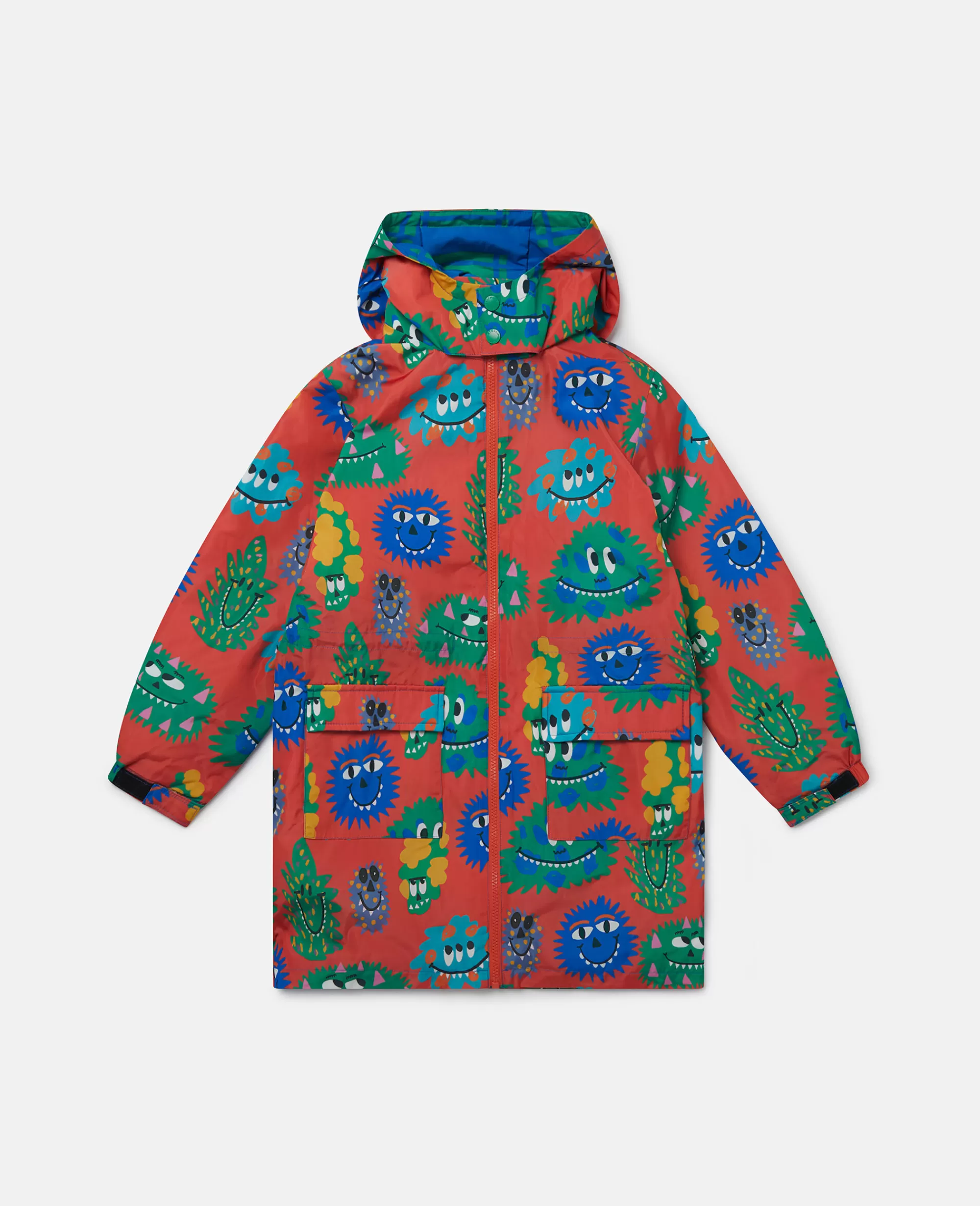 Bambini Stella McCartney Capispalla>Monster Face Print Hooded Raincoat