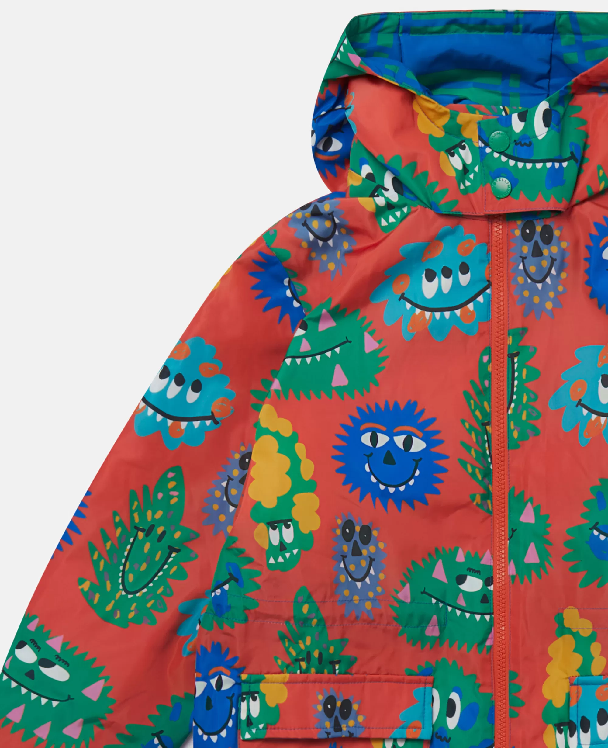 Bambini Stella McCartney Capispalla>Monster Face Print Hooded Raincoat