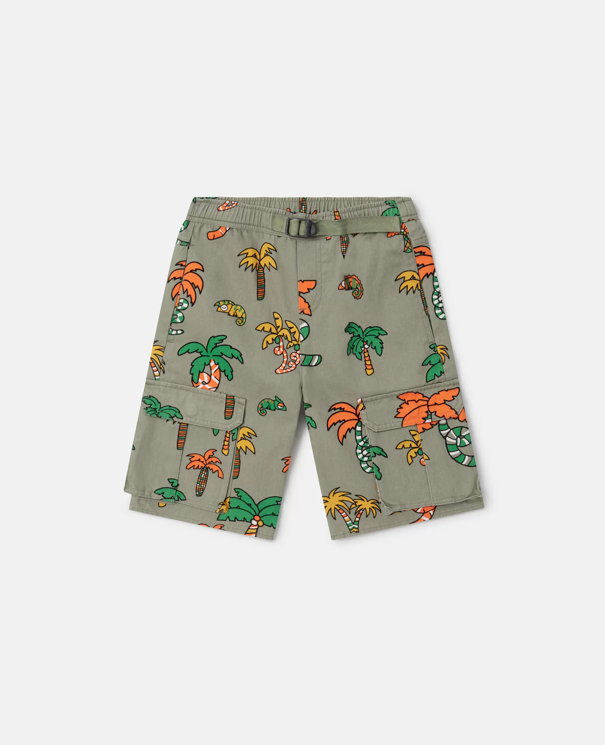 Bambini Stella McCartney Pantaloni E Shorts>Pantaloncini Cargo Con Stampa Palma E Geco