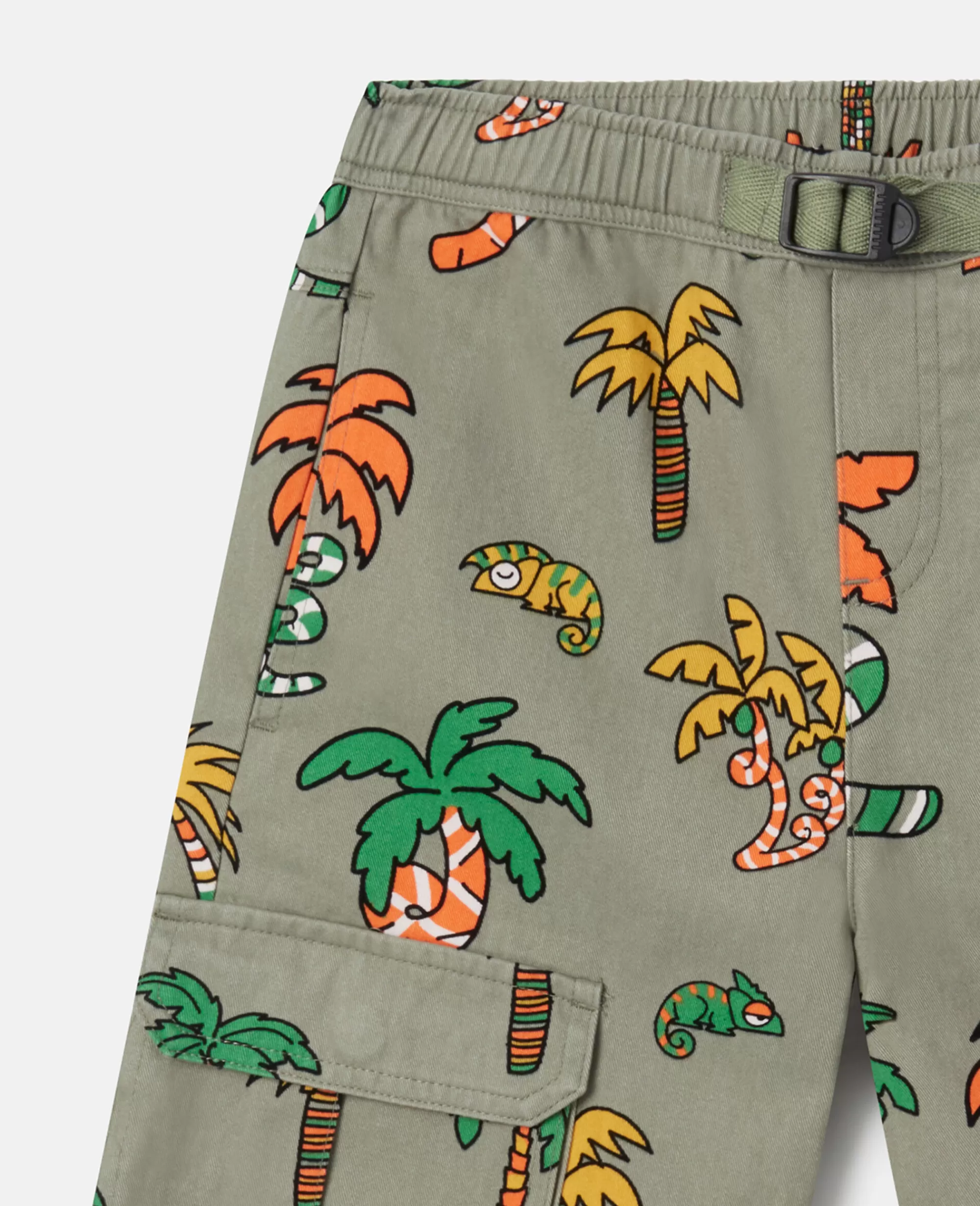 Bambini Stella McCartney Pantaloni E Shorts>Pantaloncini Cargo Con Stampa Palma E Geco