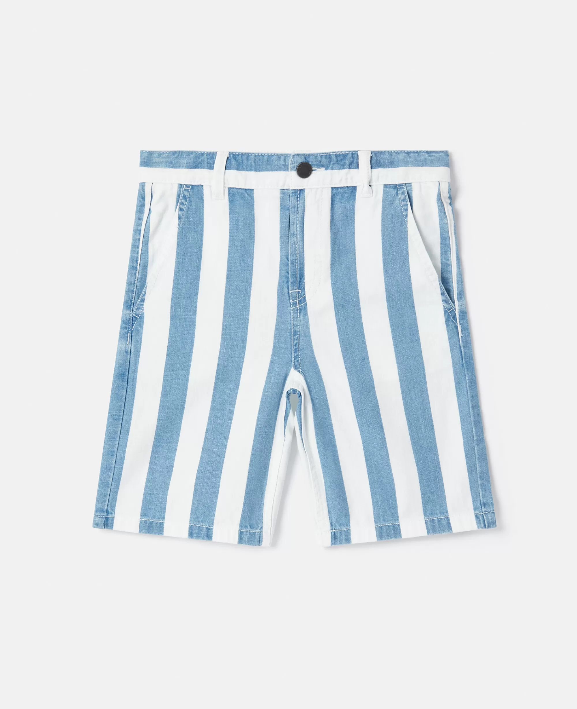 Bambini Stella McCartney Pantaloni E Shorts>Pantaloncini In Denim A Righe Luna Park