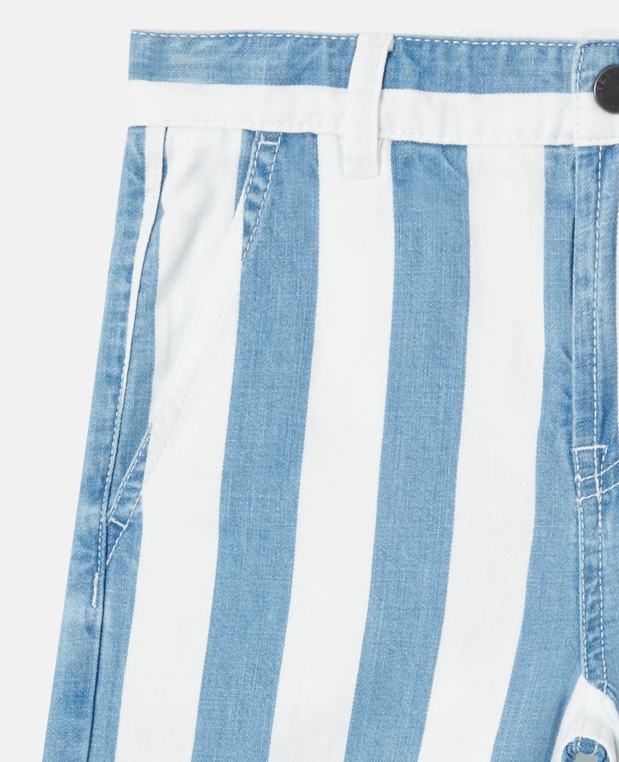 Bambini Stella McCartney Pantaloni E Shorts>Pantaloncini In Denim A Righe Luna Park