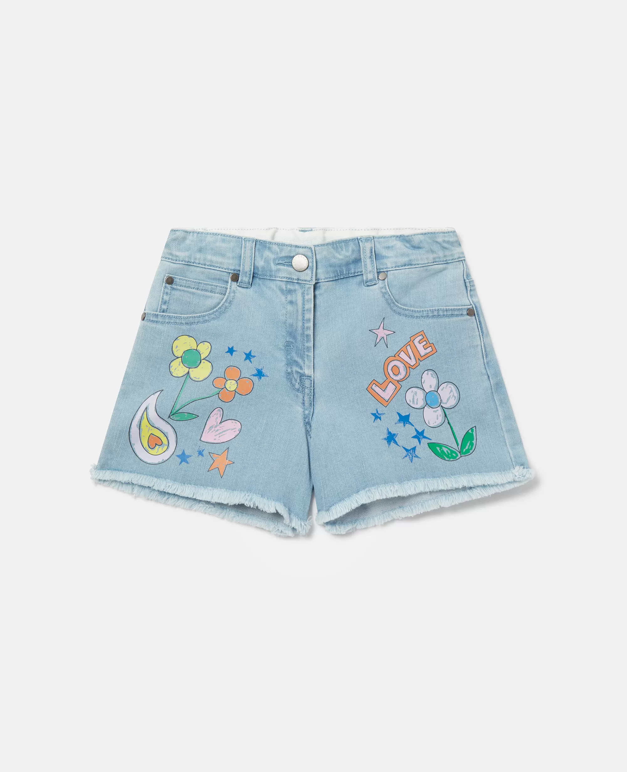 Bambini Stella McCartney Pantaloni E Shorts>Pantaloncini In Denim Con Stampa Disegni