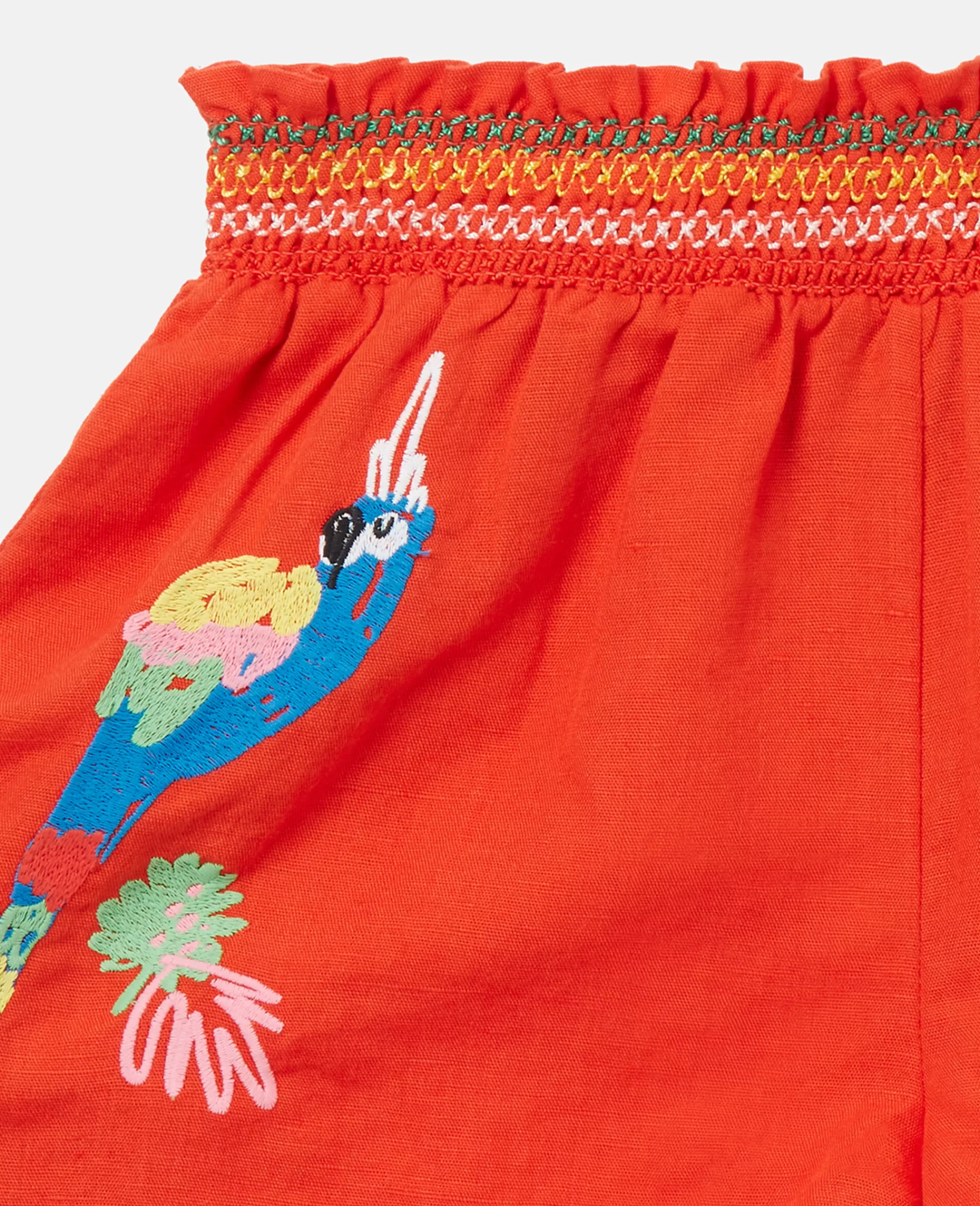 Bambini Stella McCartney Pantaloni E Shorts>Pantaloncini In Lino Con Ricamo Pappagallo