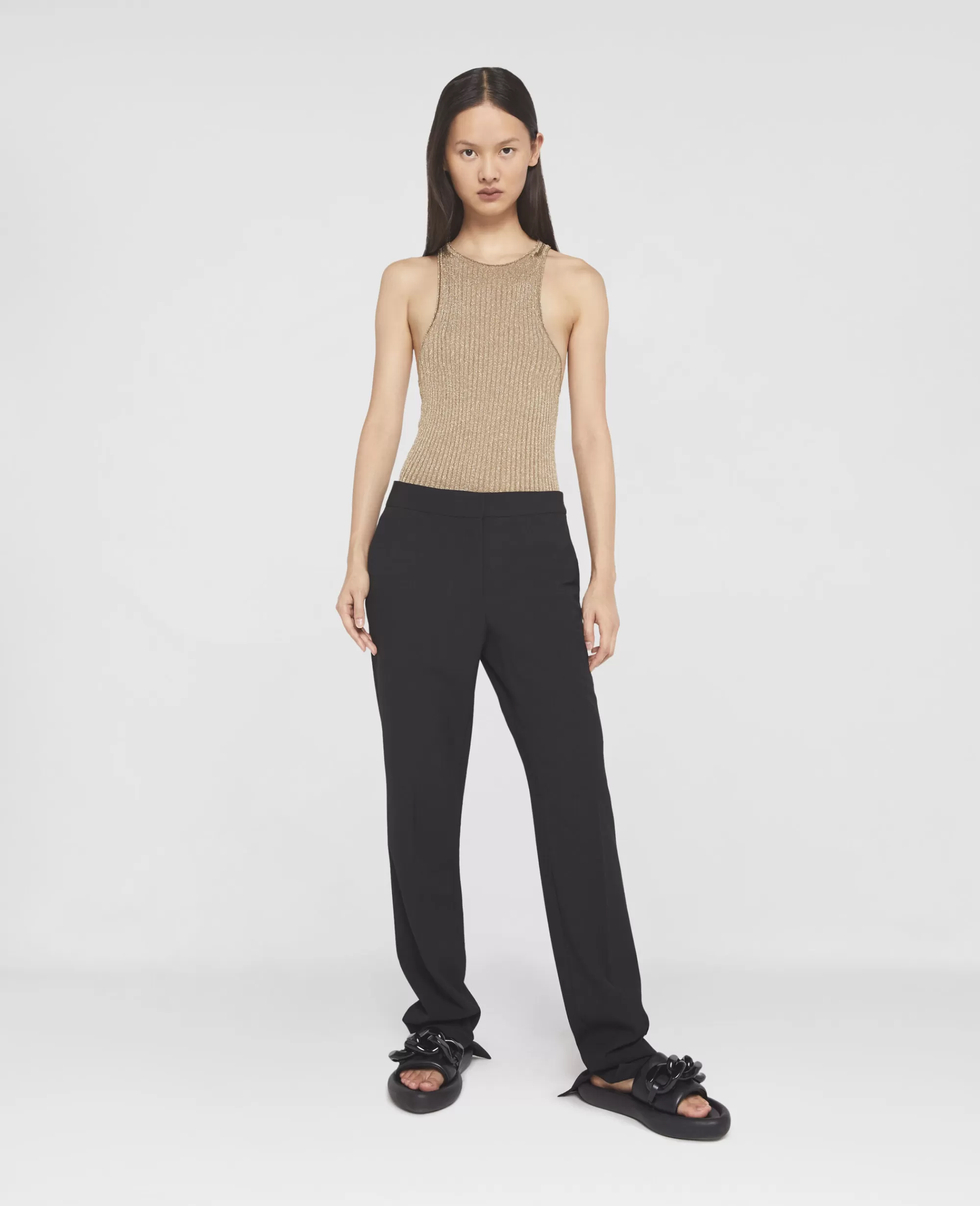 Donna Stella McCartney Pantaloni E Shorts>Pantaloni A Gamba Dritta Con Caviglia Con Spacchi