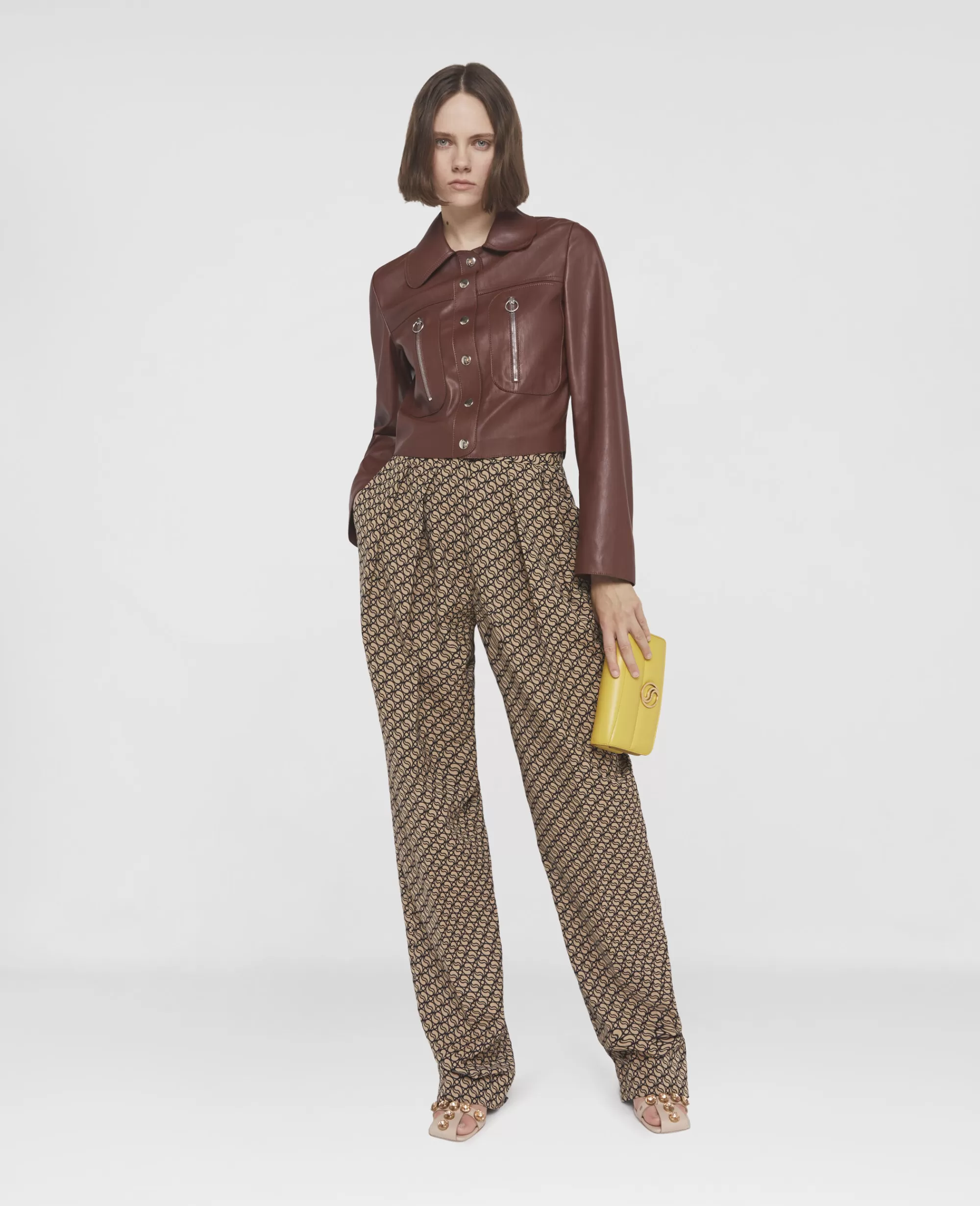 Donna Stella McCartney Pantaloni E Shorts>Pantaloni A Gamba Dritta Plissettati Sul Davanti Swave