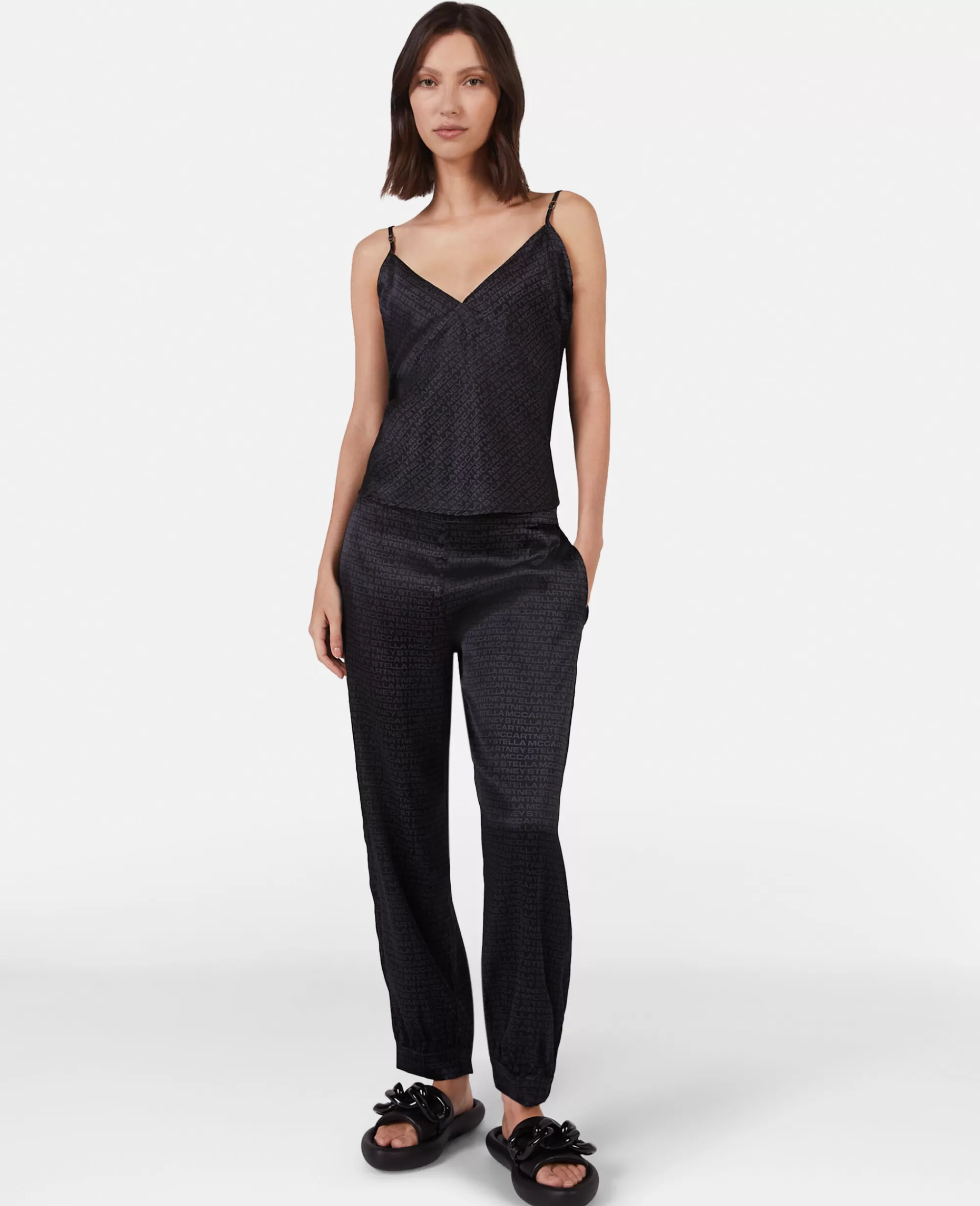 Donna Stella McCartney Lingerie E Sleepwear>Pantaloni Da Jogging In Seta Con Stampa Con Monogramma