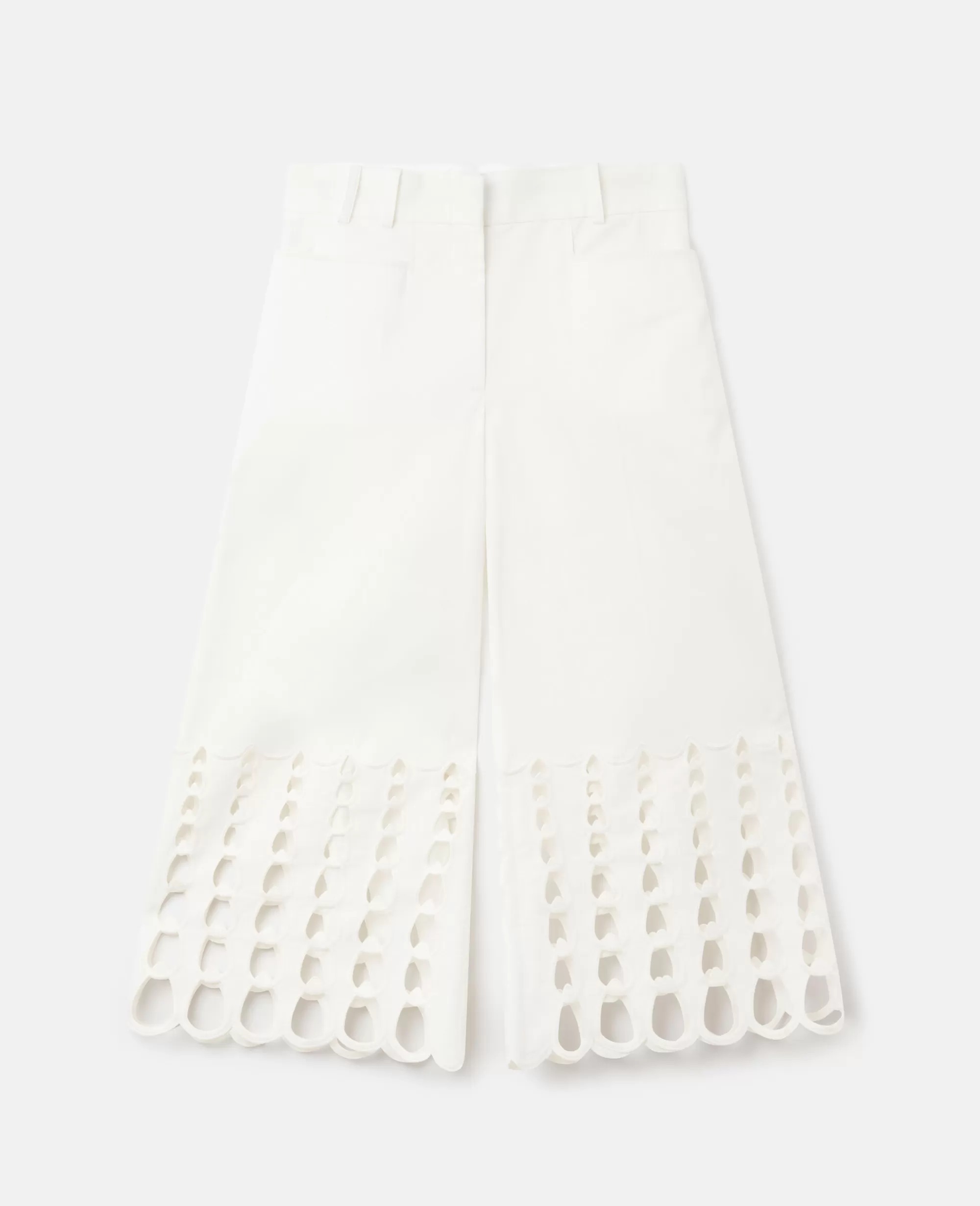 Donna Stella McCartney Pantaloni E Shorts>Pantaloni In Cotone Lucido Con Ricamo All'Uncinetto