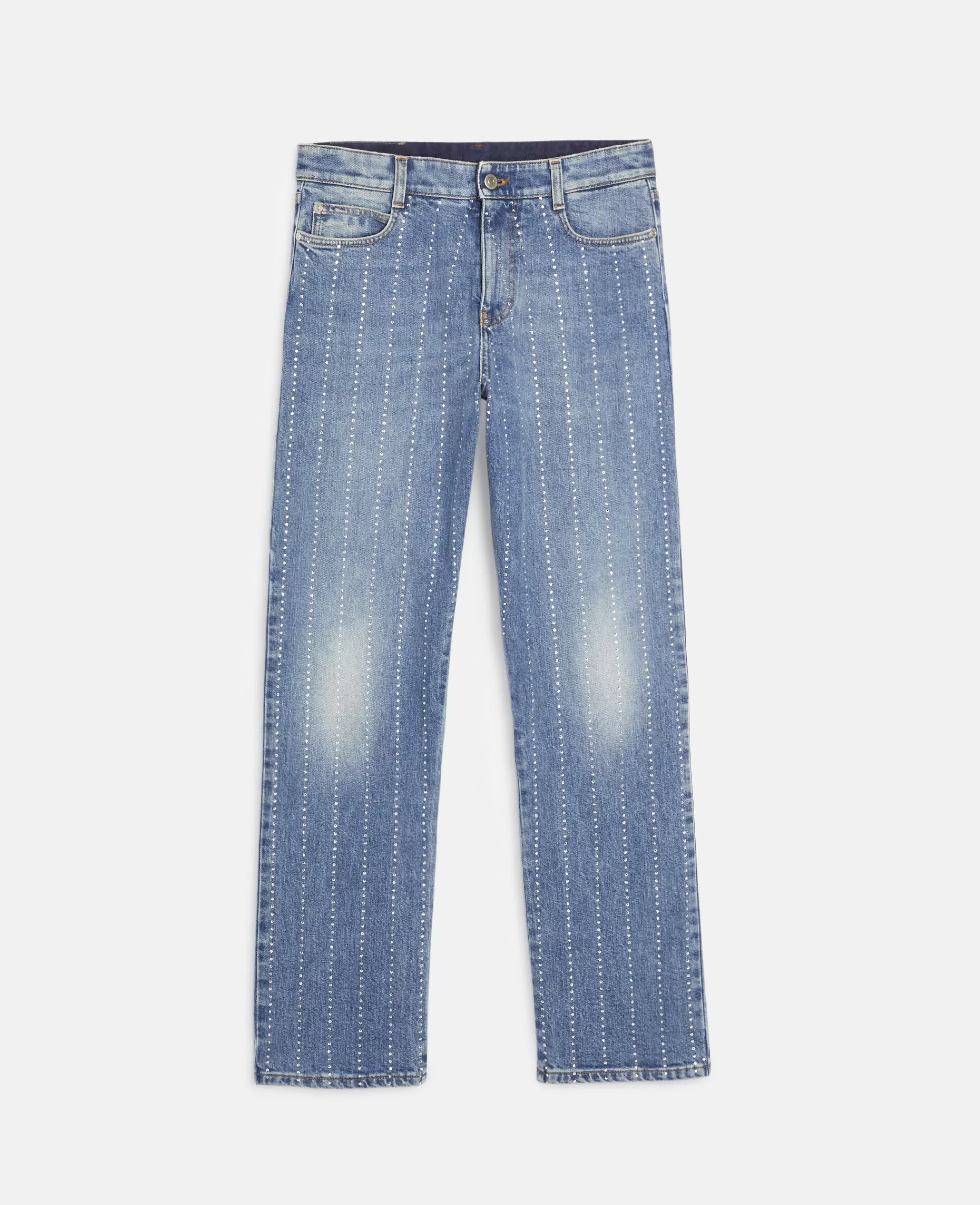 Donna Stella McCartney Denim>Pantaloni In Denim Dritti A Righe Effetto Diamante