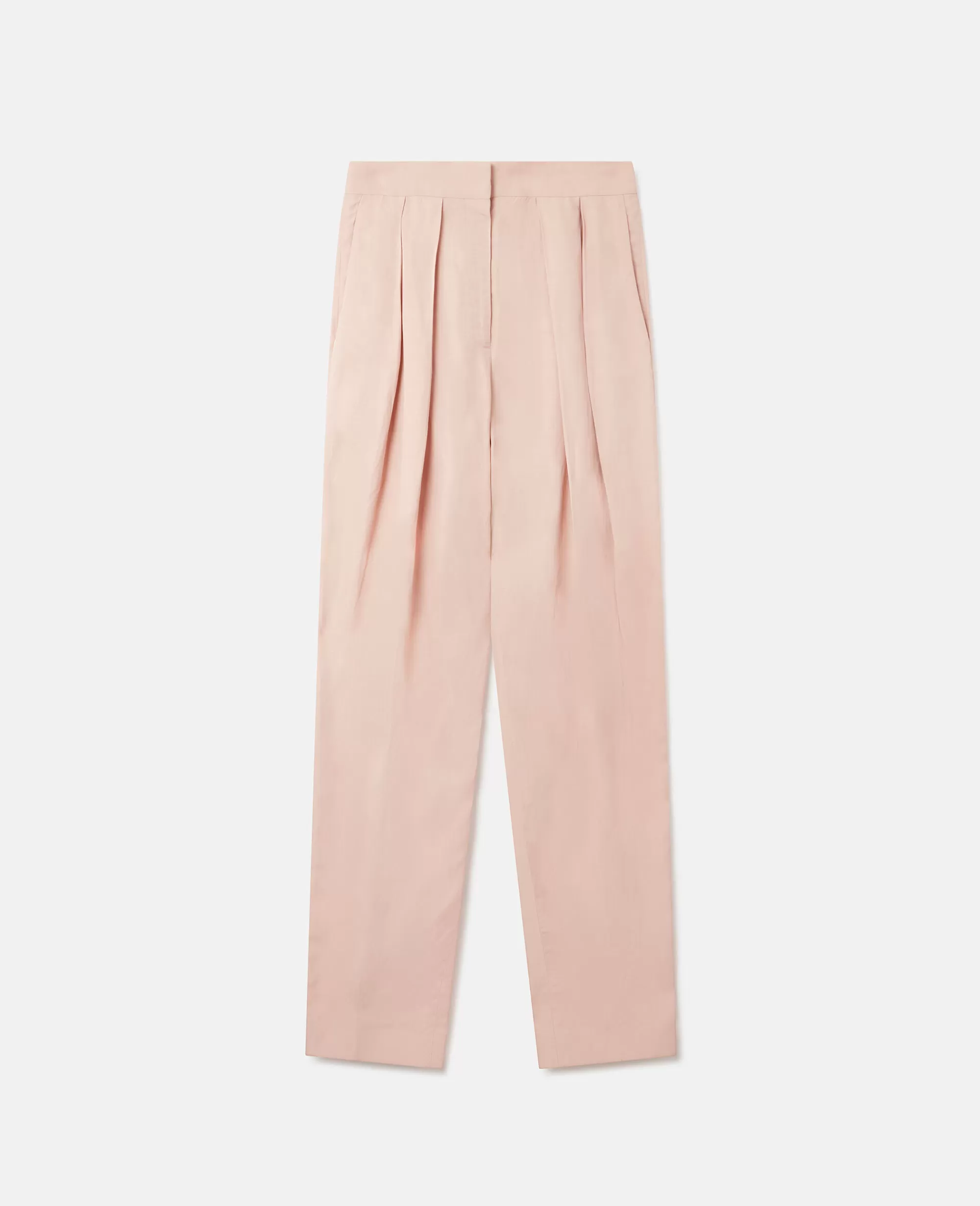 Donna Stella McCartney Pantaloni E Shorts>Pantaloni Morbidi A Gamba Dritta Con Pieghe Sul Davanti In Lino