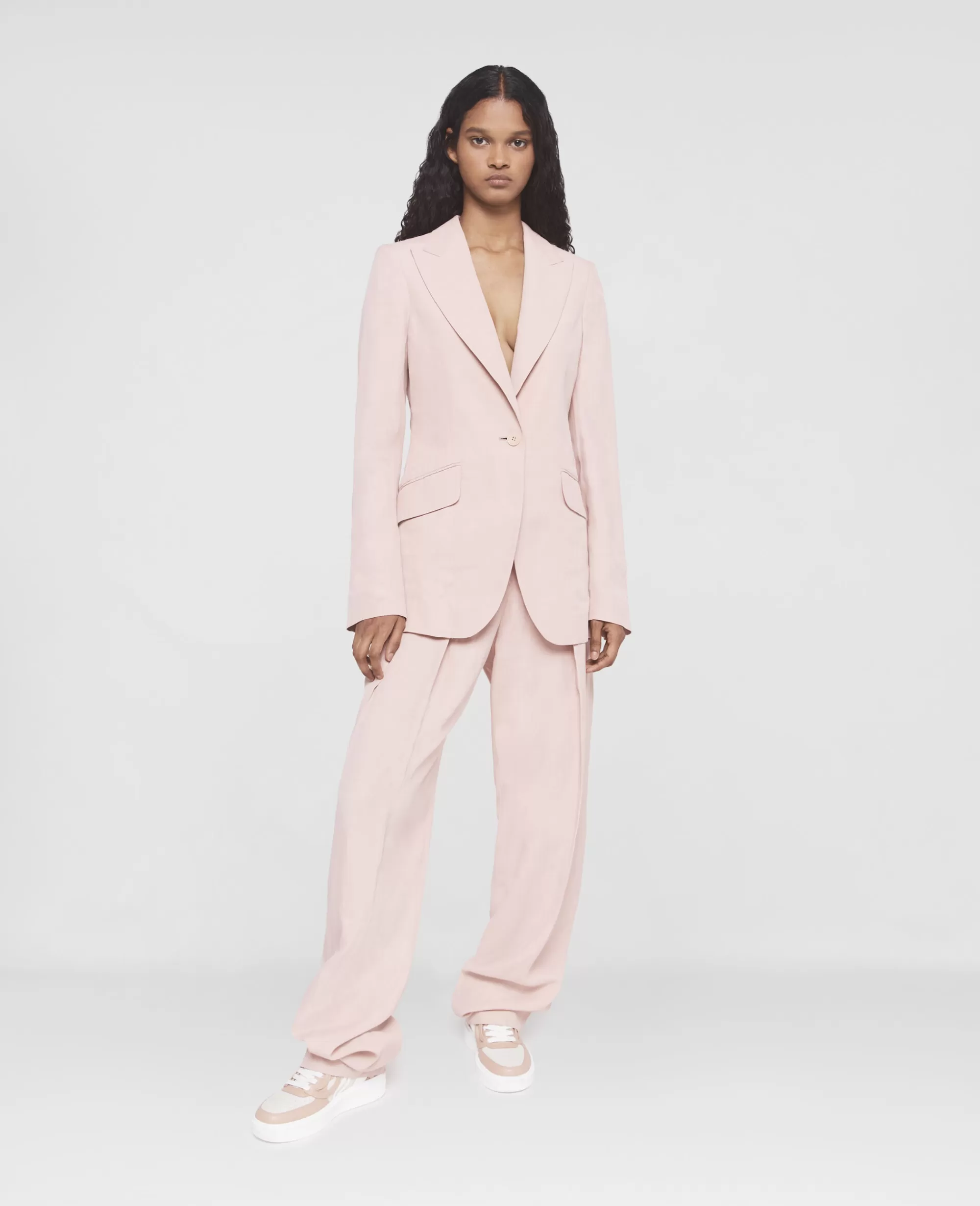 Donna Stella McCartney Pantaloni E Shorts>Pantaloni Morbidi A Gamba Dritta Con Pieghe Sul Davanti In Lino