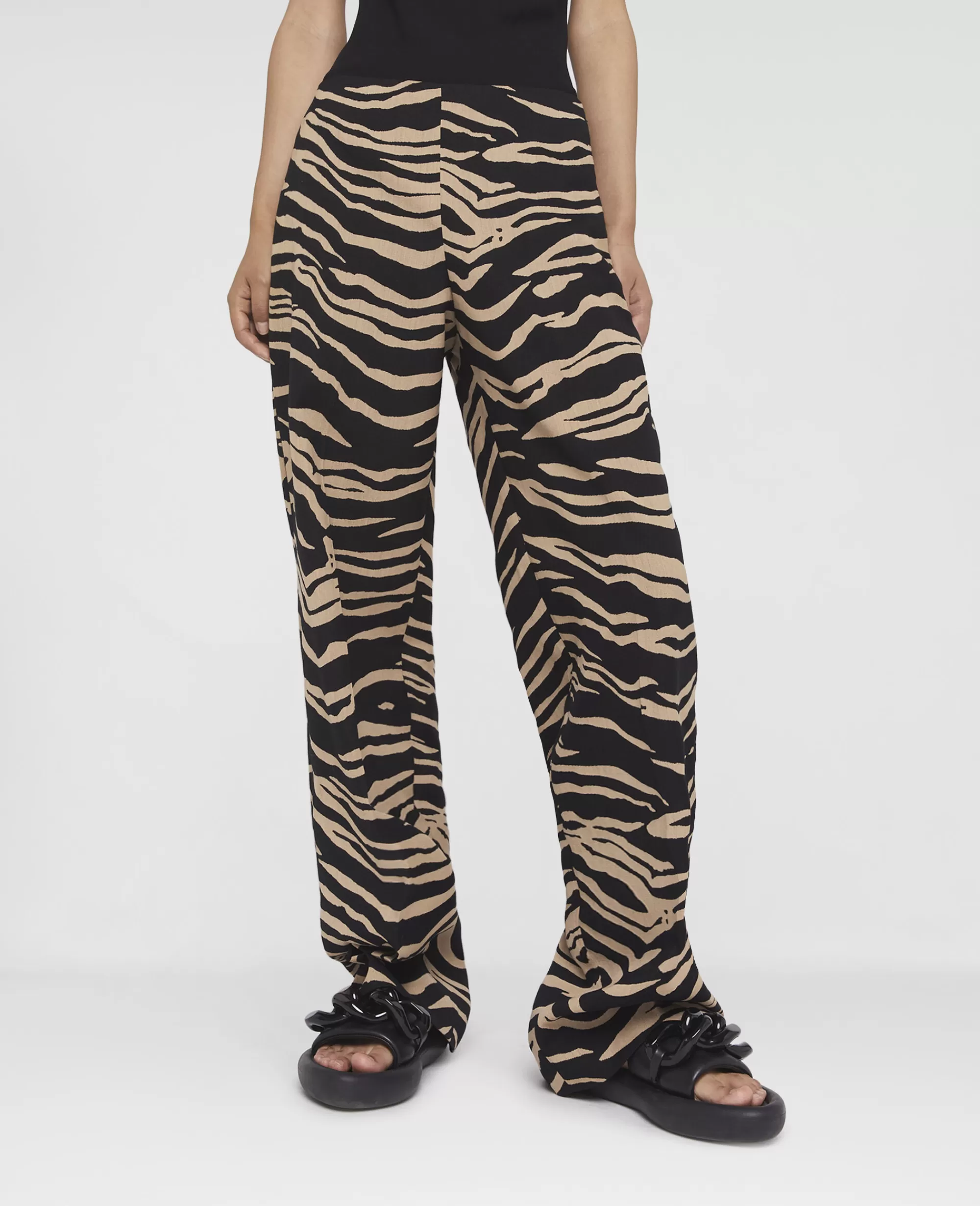 Donna Stella McCartney Pantaloni E Shorts>Pantaloni Sartoriali A Gamba Dritta Con Stampa Tigre