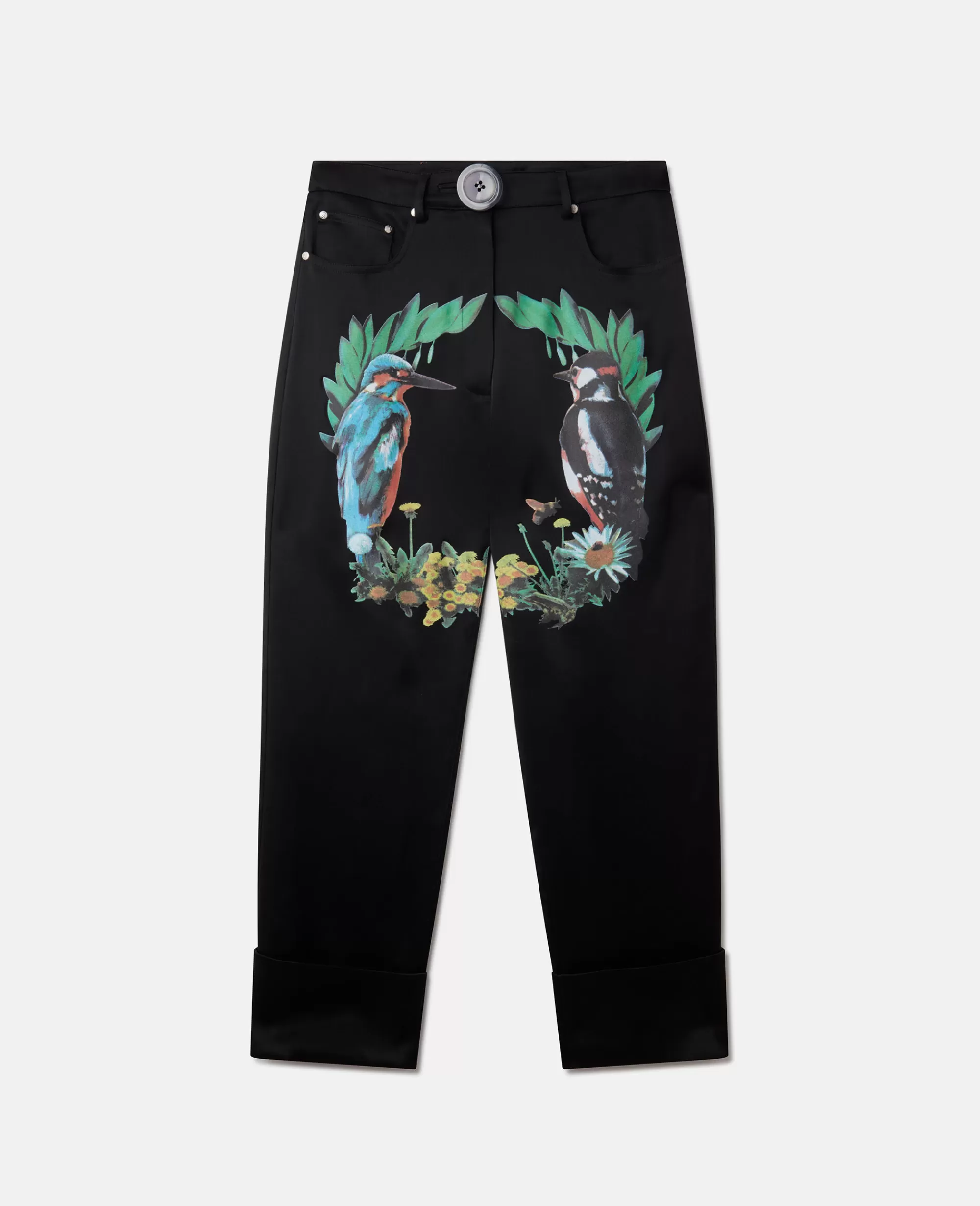 Donna Stella McCartney Pantaloni E Shorts>Pantaloni Sartoriali In Satin Con Stampa Aigrette