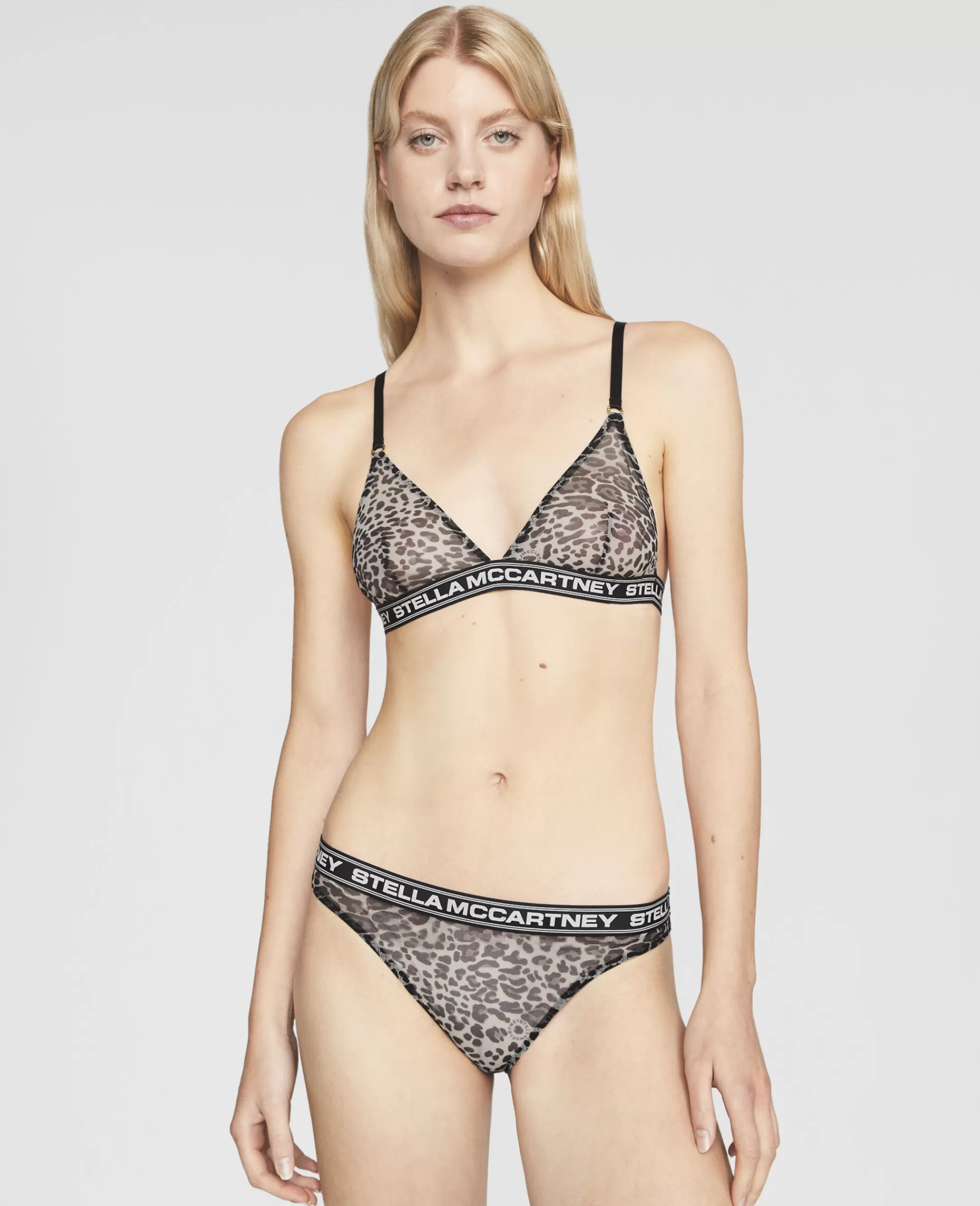 Donna Stella McCartney Lingerie E Sleepwear>Reggiseno Con Coppe Morbide In Rete Con Stampa Leopardo