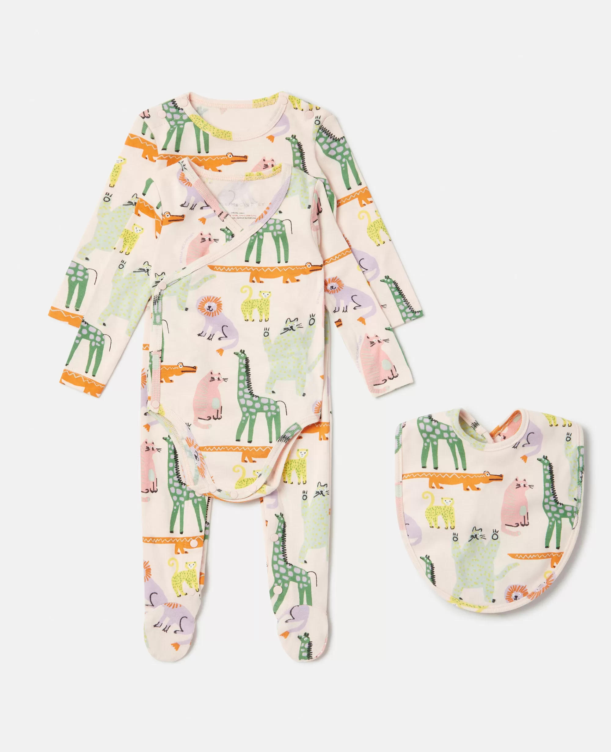 Bambini Stella McCartney Bimba>Set Bavaglino E Tutina Con Stampa Giraffa