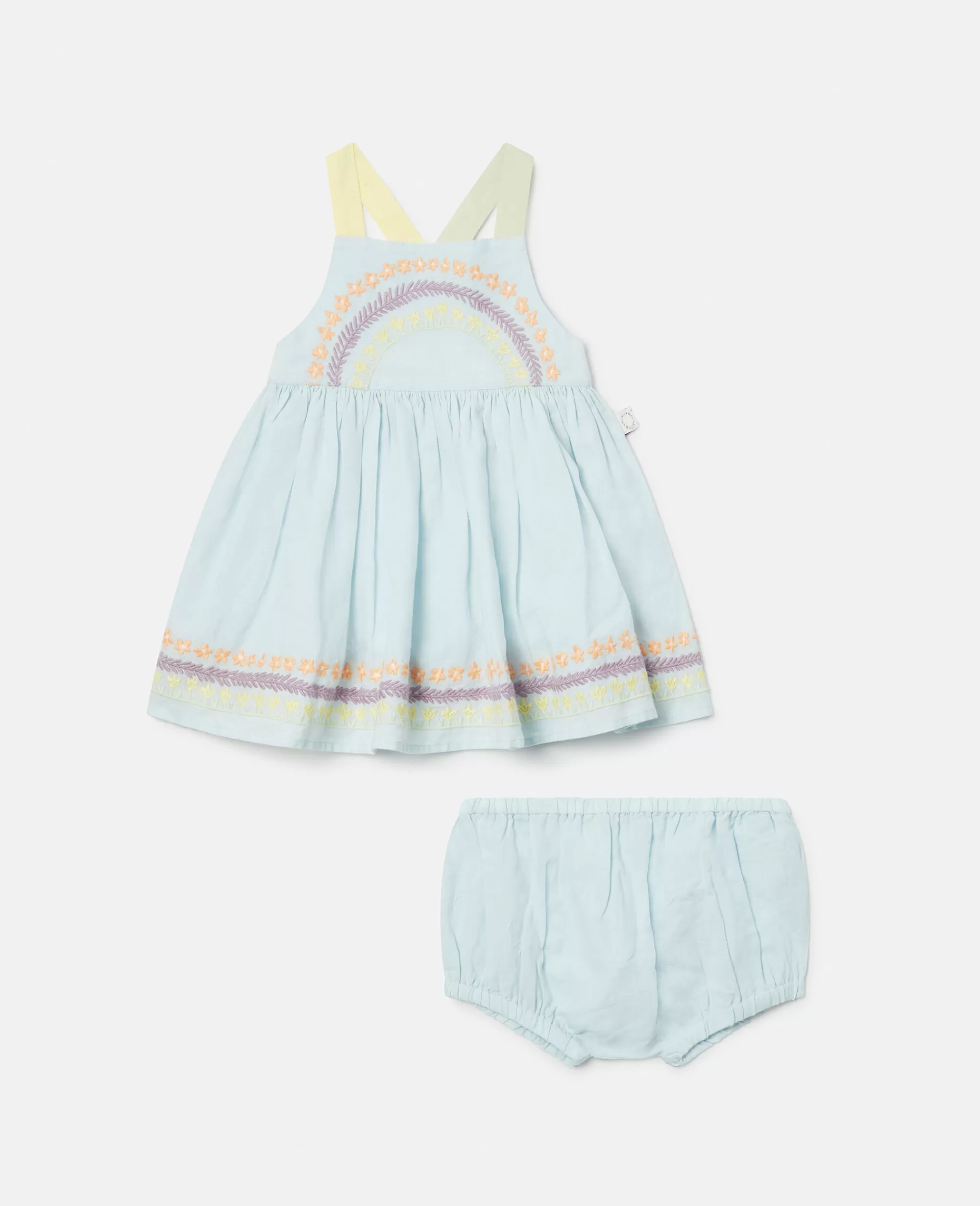 Bambini Stella McCartney Vestiti E Tutine>Set Vestitino E Bloomer Con Ricamo Linea Di Fiori