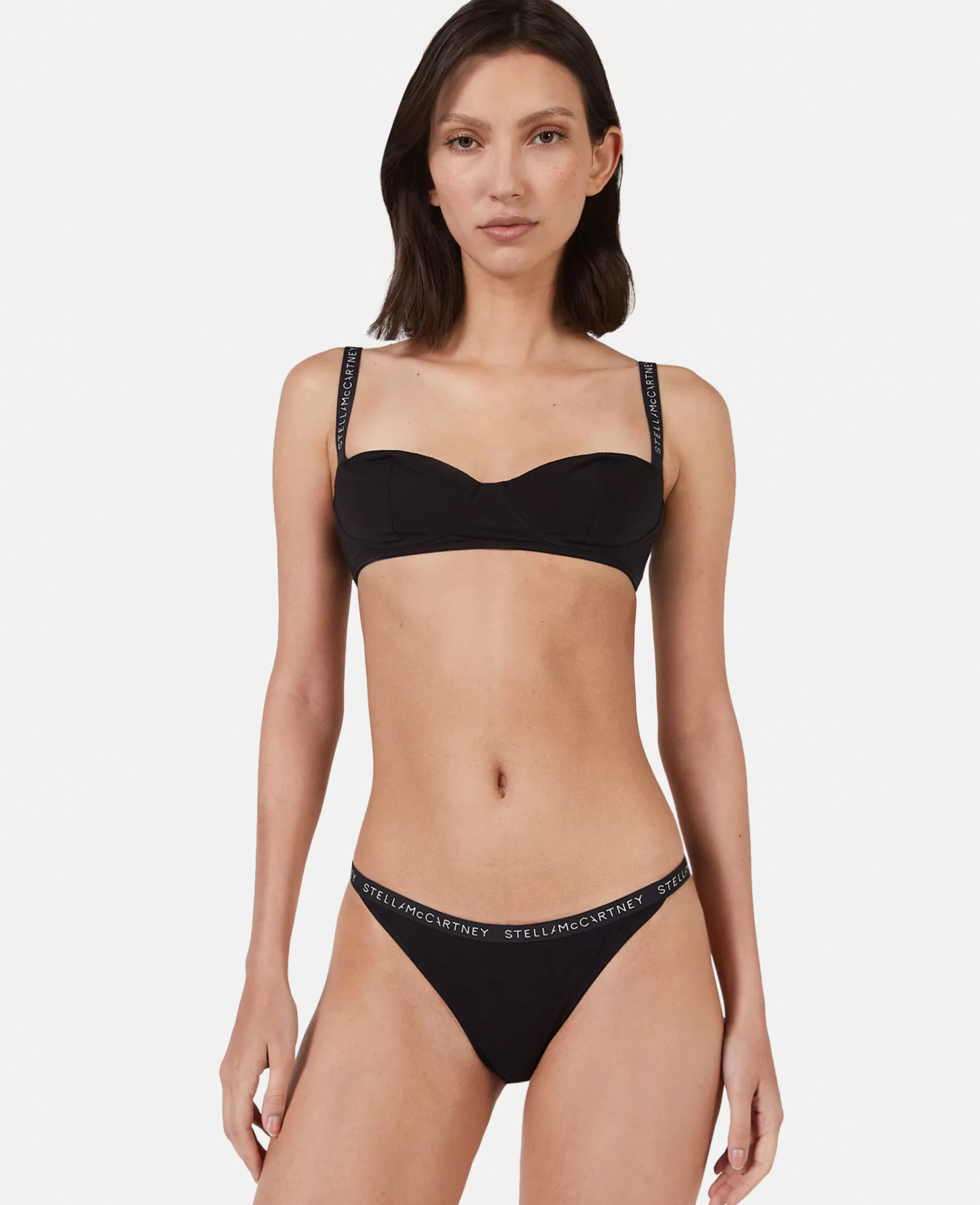 Donna Stella McCartney Lingerie E Sleepwear>Slip Con Fianchetto E Fascia Con Logo